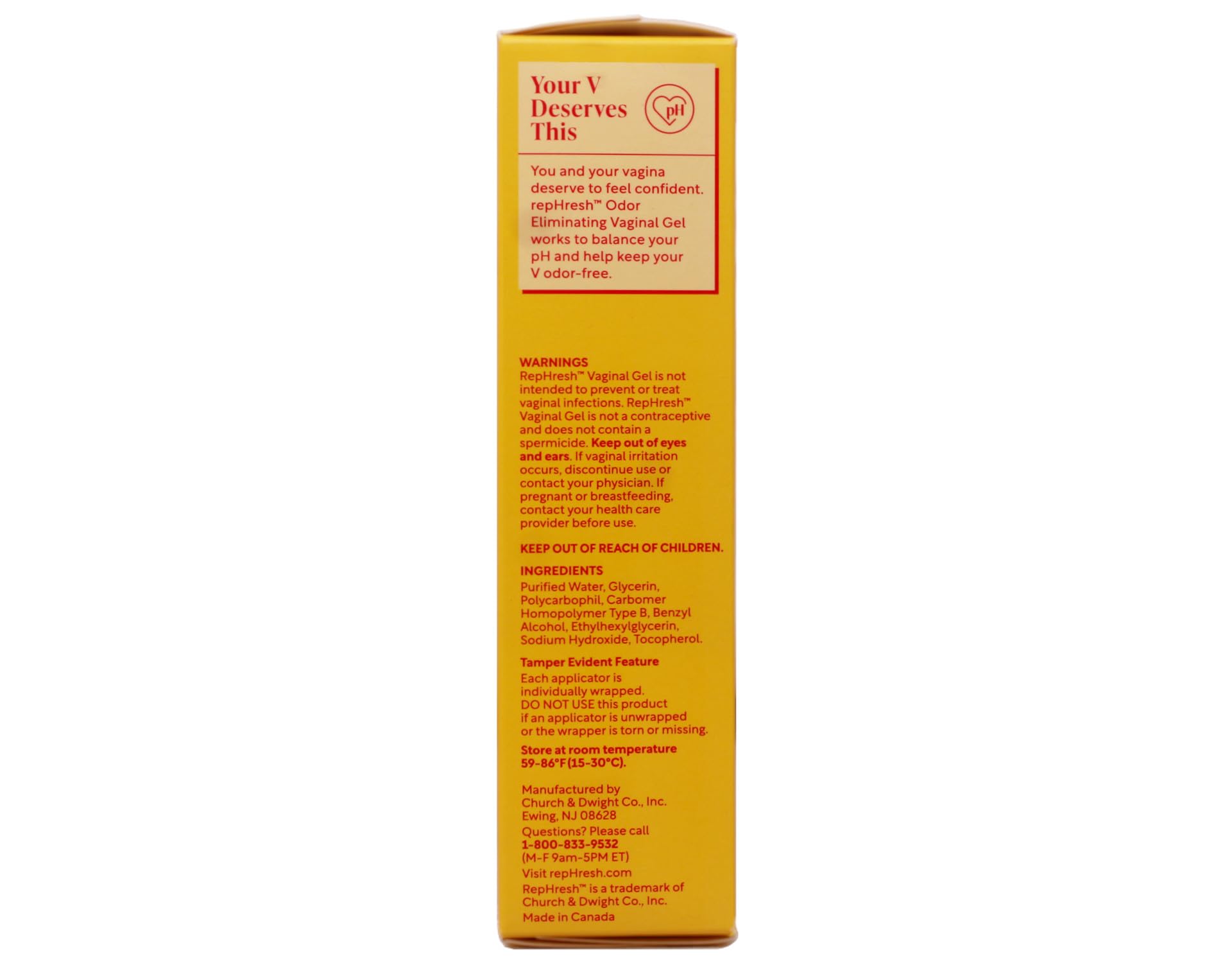 RepHresh vaginal care gel fragrance free packaging