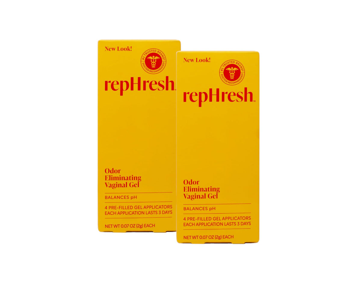 RepHresh odor eliminating vaginal gel packaging with 4 pre-filled applicators