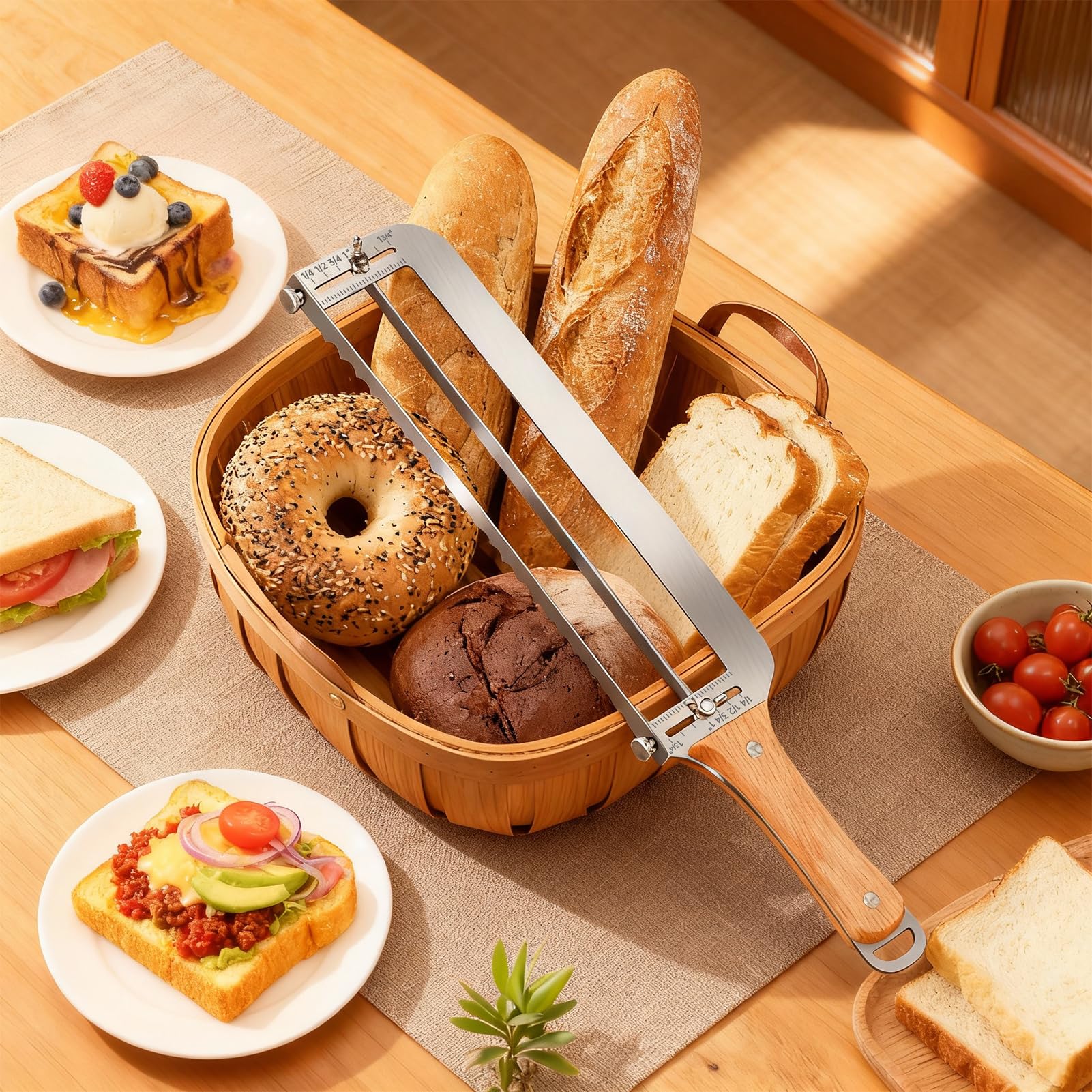 All-in-one bread cutting tool for home bakers