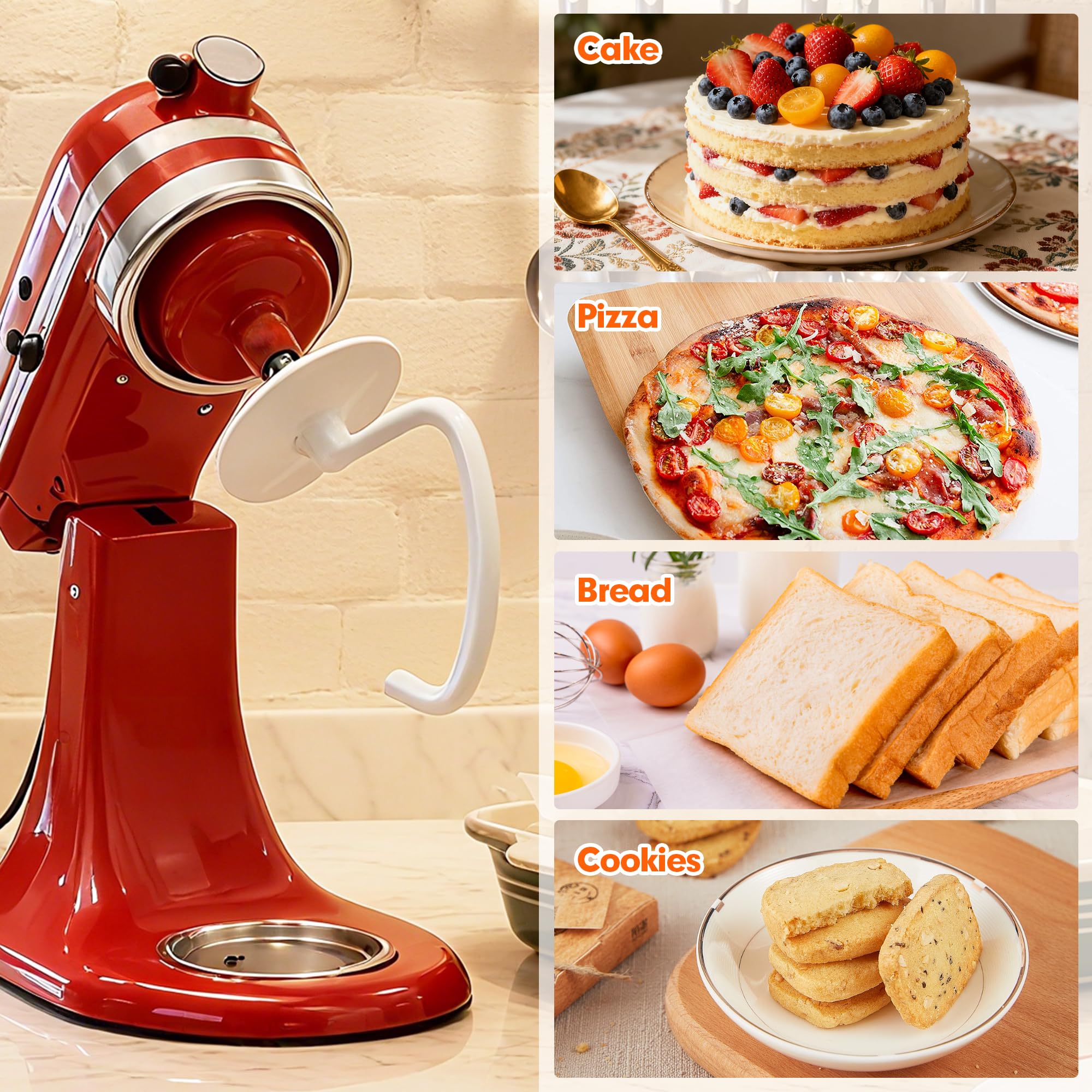 Dough hook attachment being used with a KitchenAid mixer