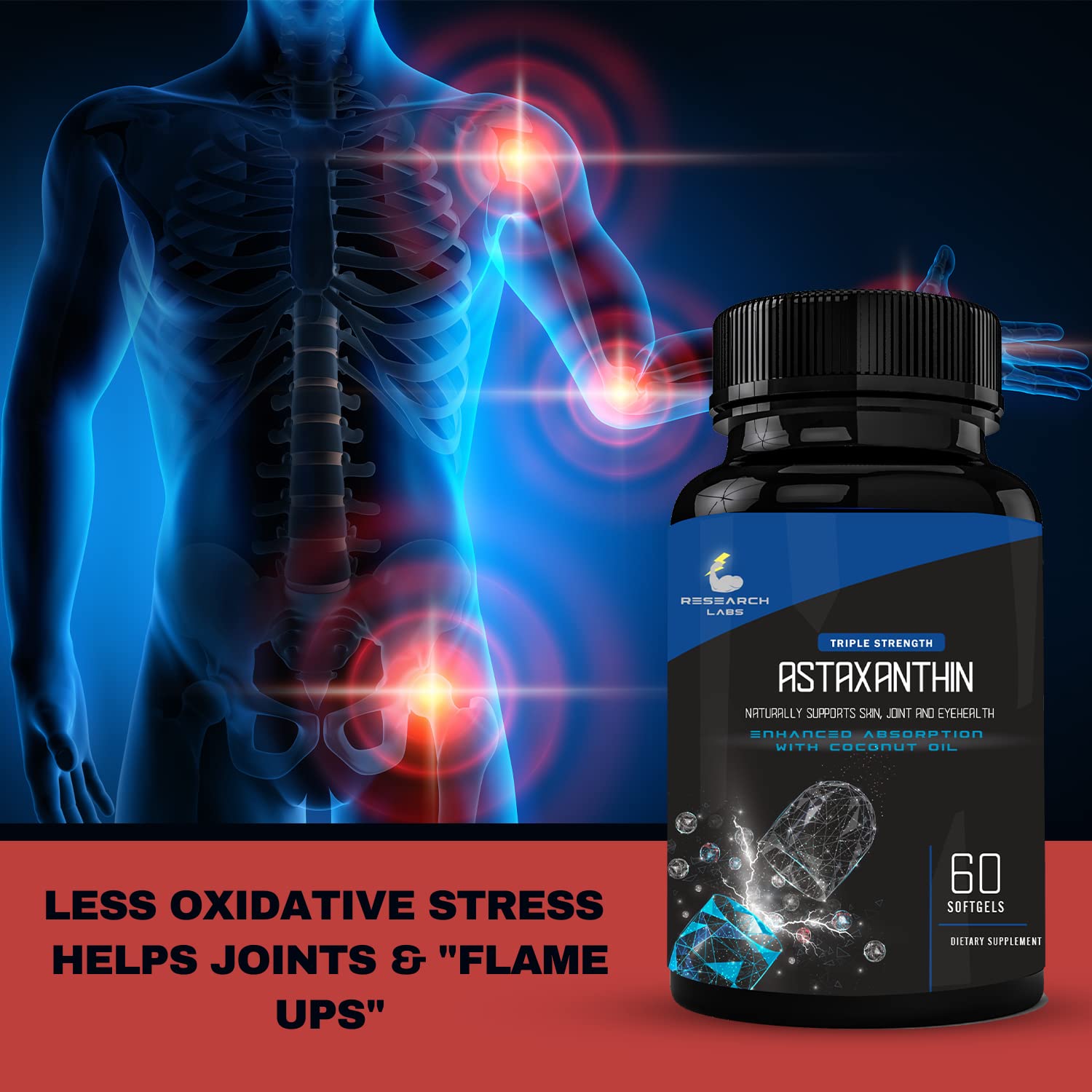 Research Labs astaxanthin softgels packaging 120 total count