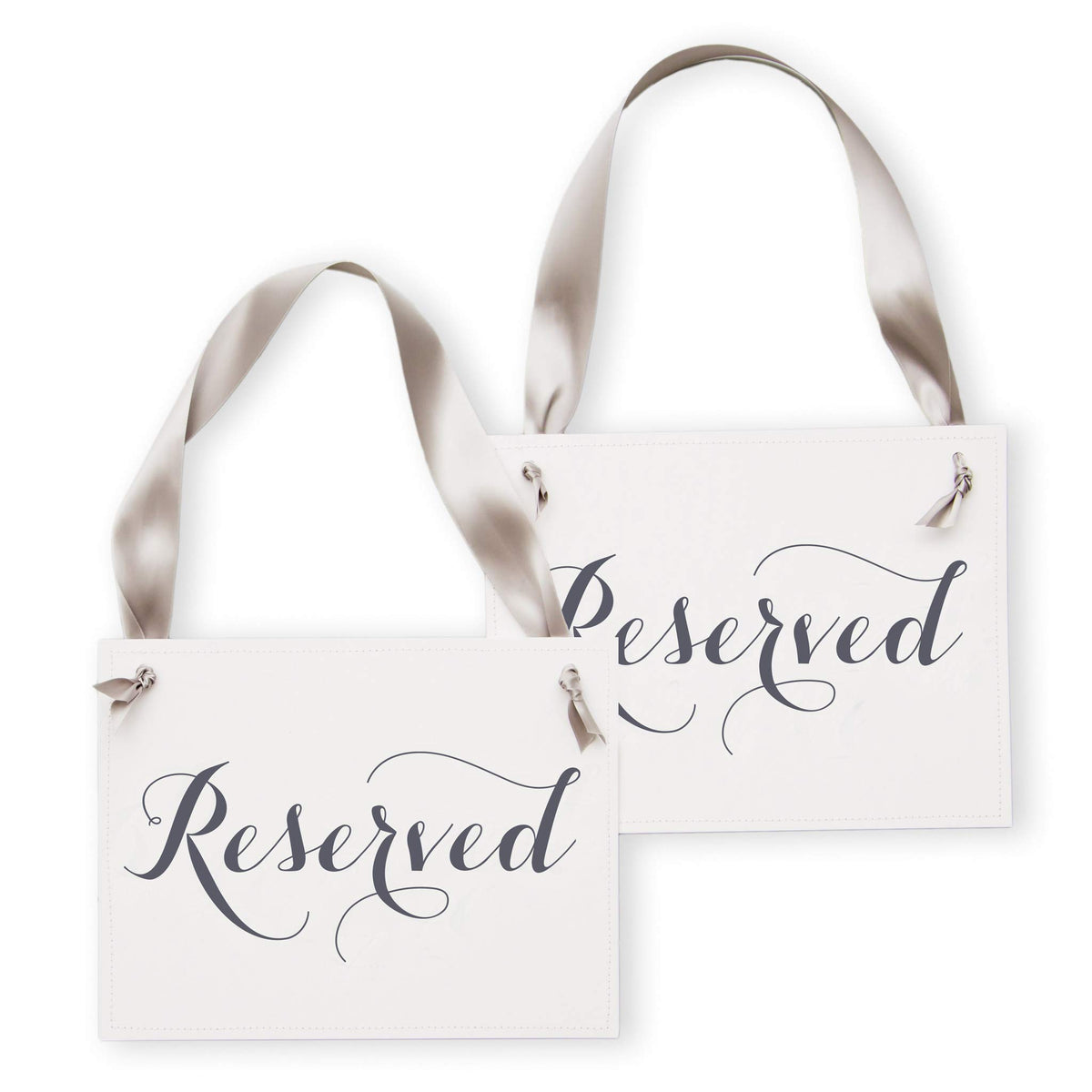 Reserved Row Signs set of 2 with slate gray writing on white linen texture