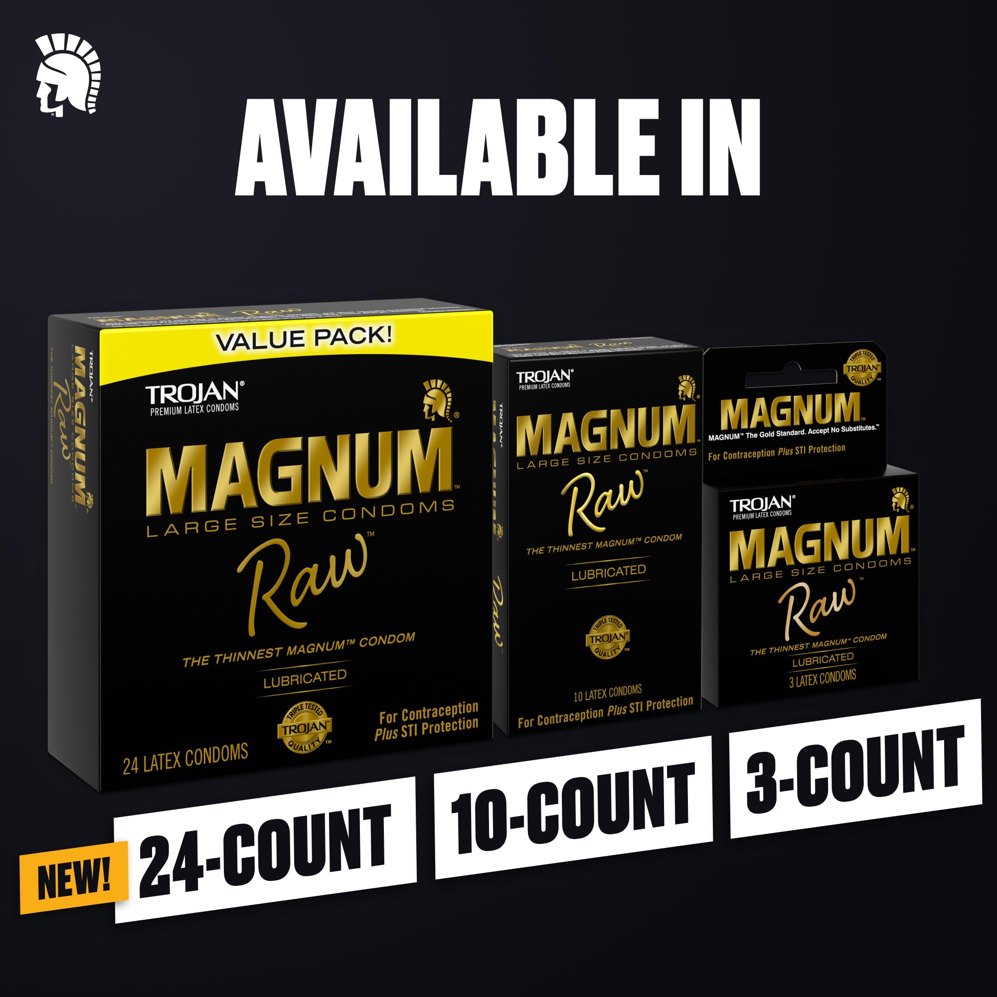 Reservoir end feature on TROJAN Magnum Raw Large Size Condoms