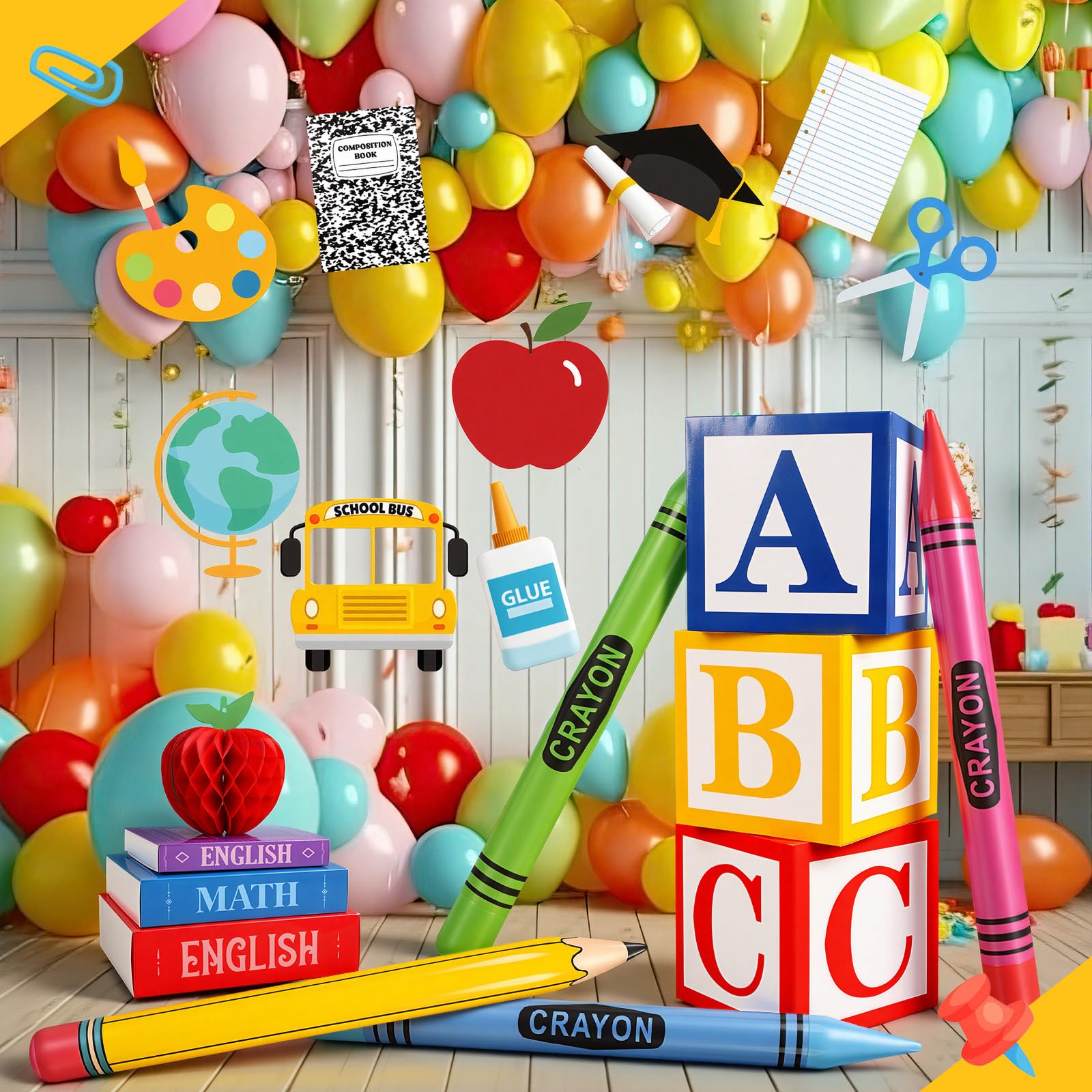 Resholder 23 Pcs Back to School Decorations apple honeycomb ornament