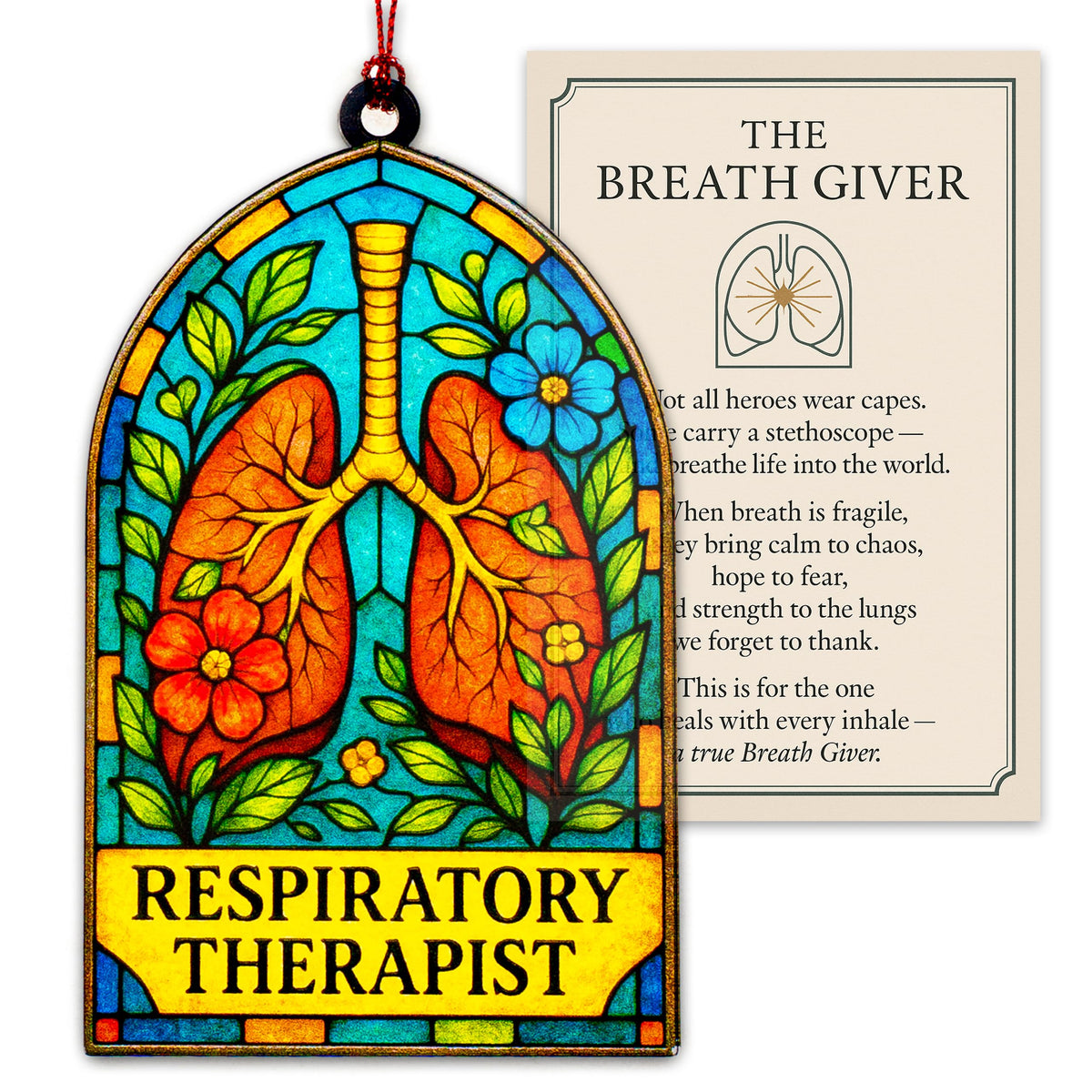 Respiratory therapist gifts ornament with story card