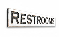 Restrooms Sign solid wood 48x8 with rustic distressed finish