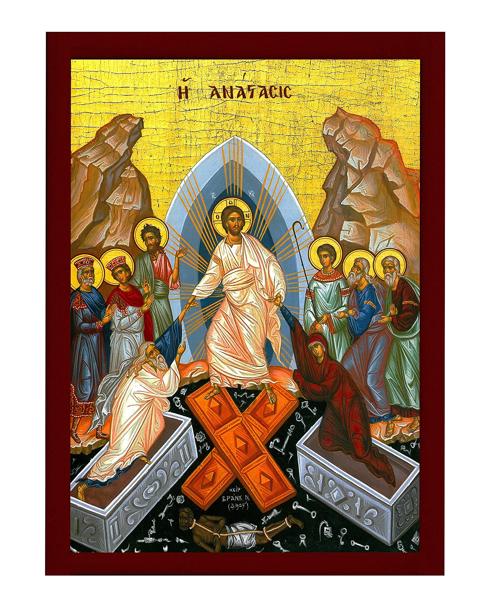 Orthodox religious icon in wall display context