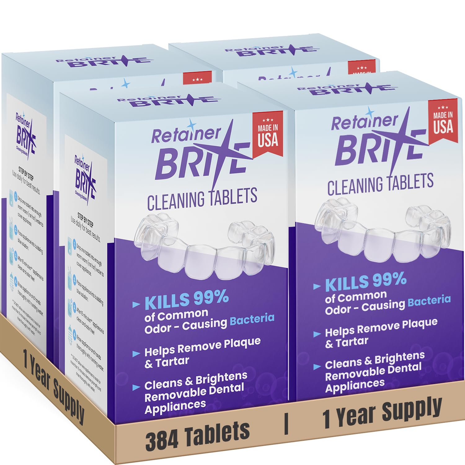 Retainer Brite 384 tablets container label