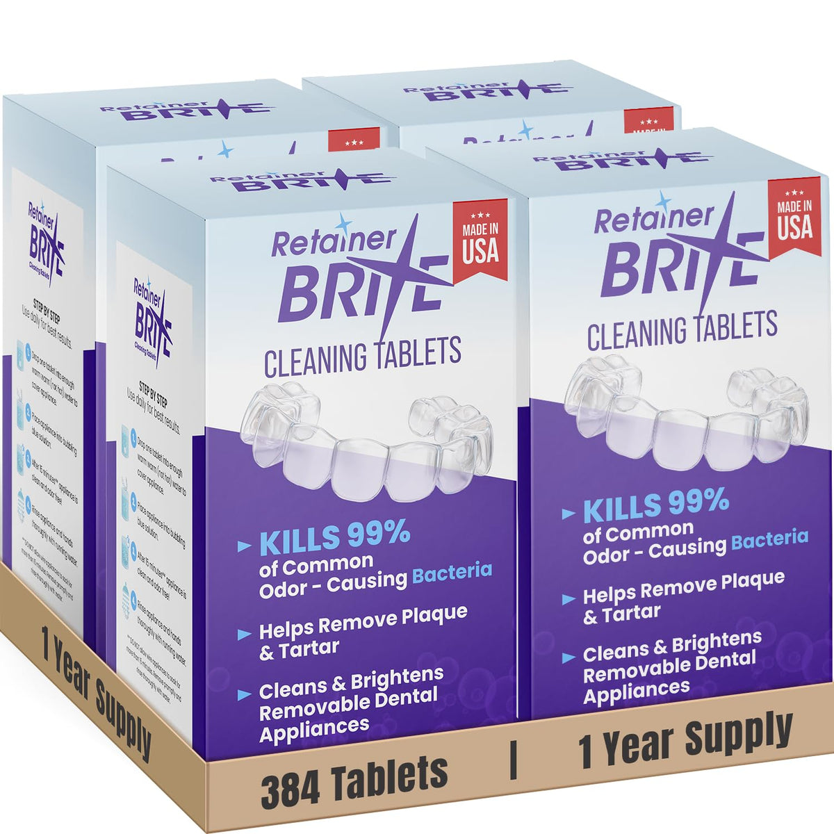 Retainer Brite 384 tablets container label