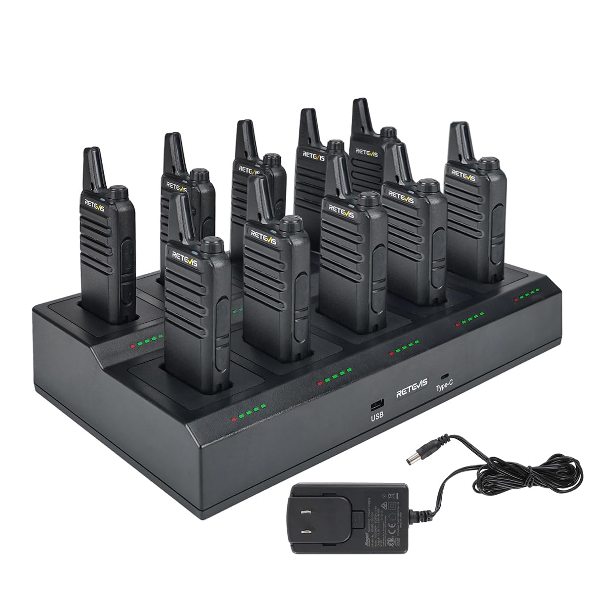 Retevis RT22 compact walkie talkie 10 pack front view