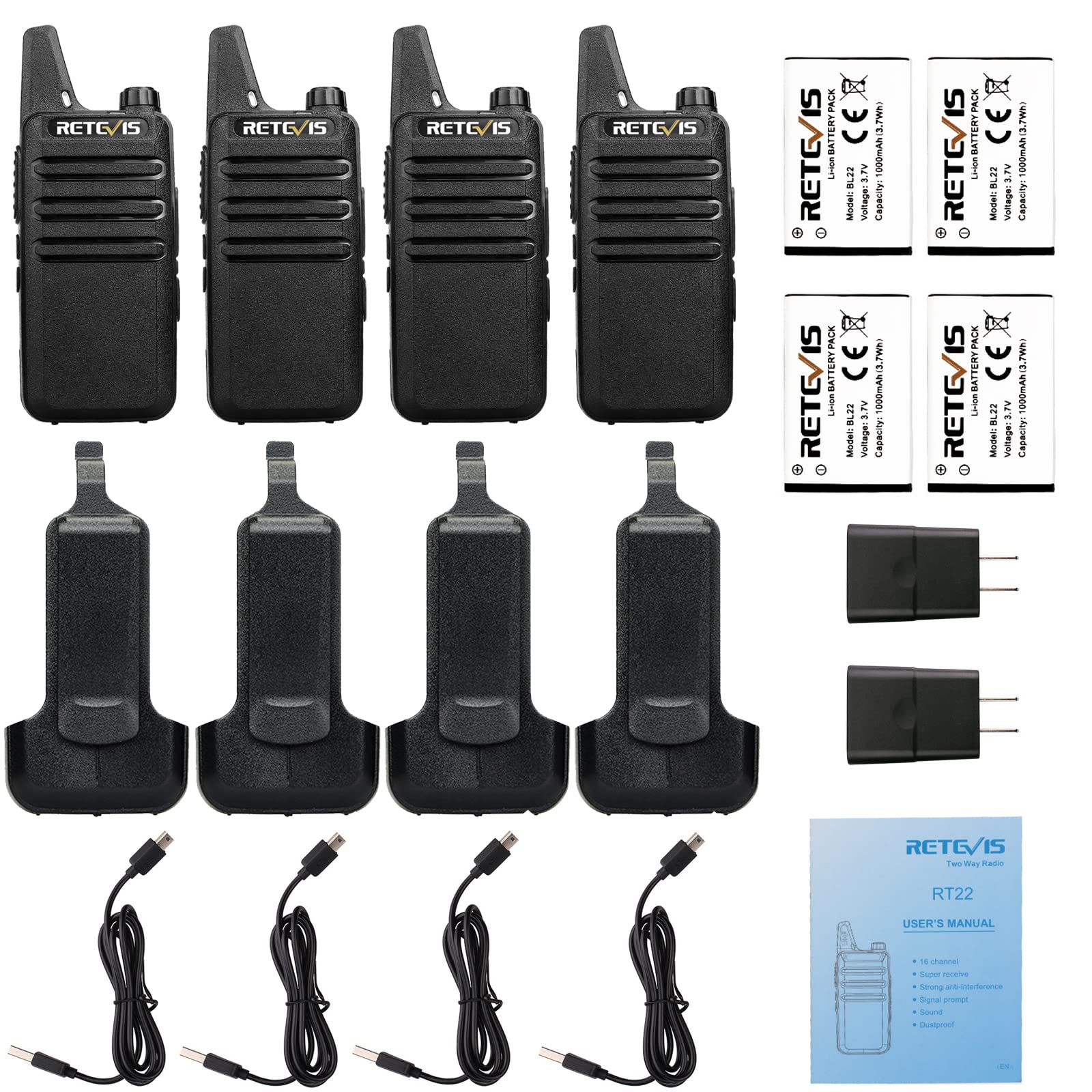 RT22 safety oriented compact FRS walkie talkies