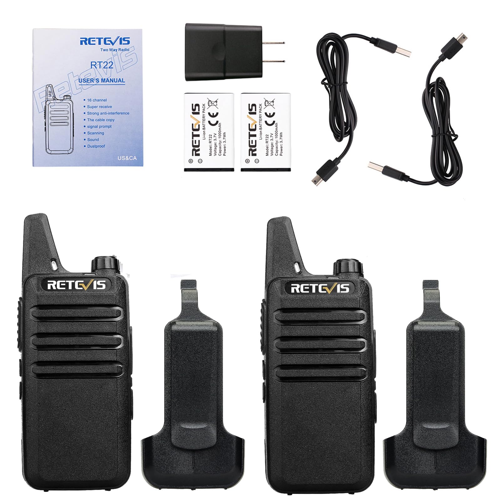 Retevis RT22 2-pack walkie talkies set