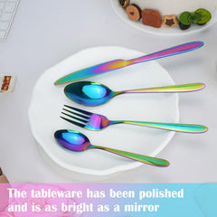 Rainbow dining spoons 6 pieces mirror polished