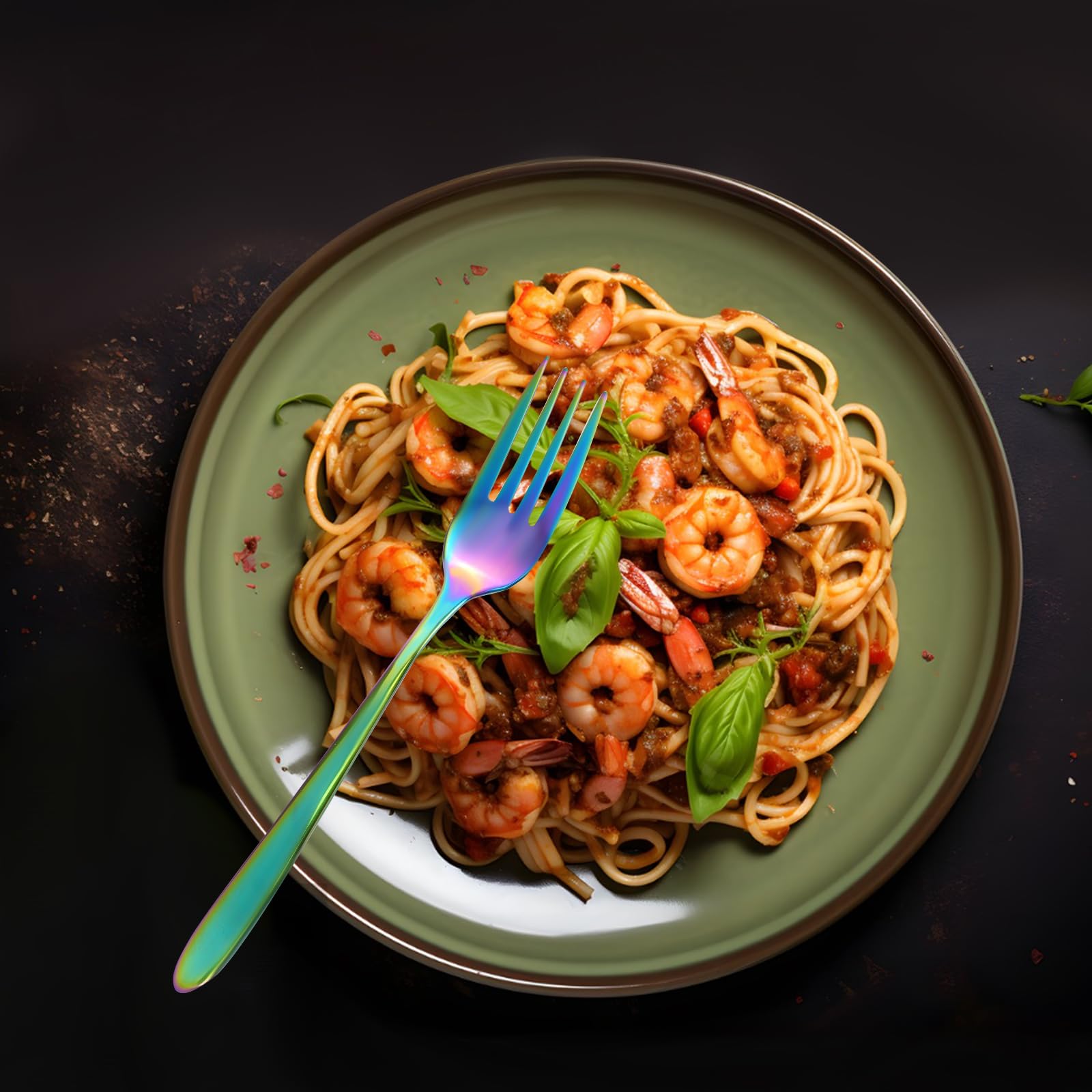 Dishwasher safe rainbow flatware for home use