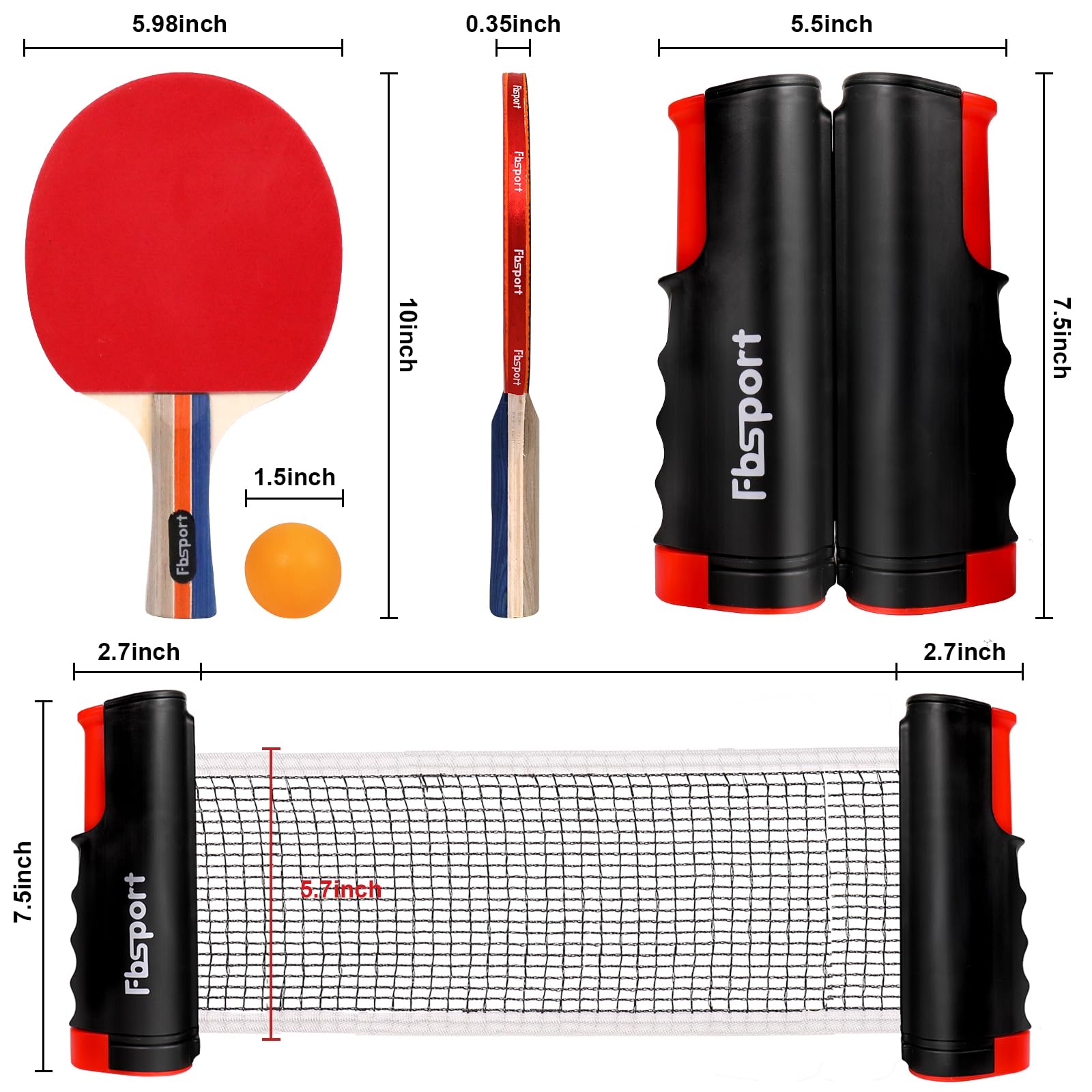 Retractable ping pong net extends to 63 inches