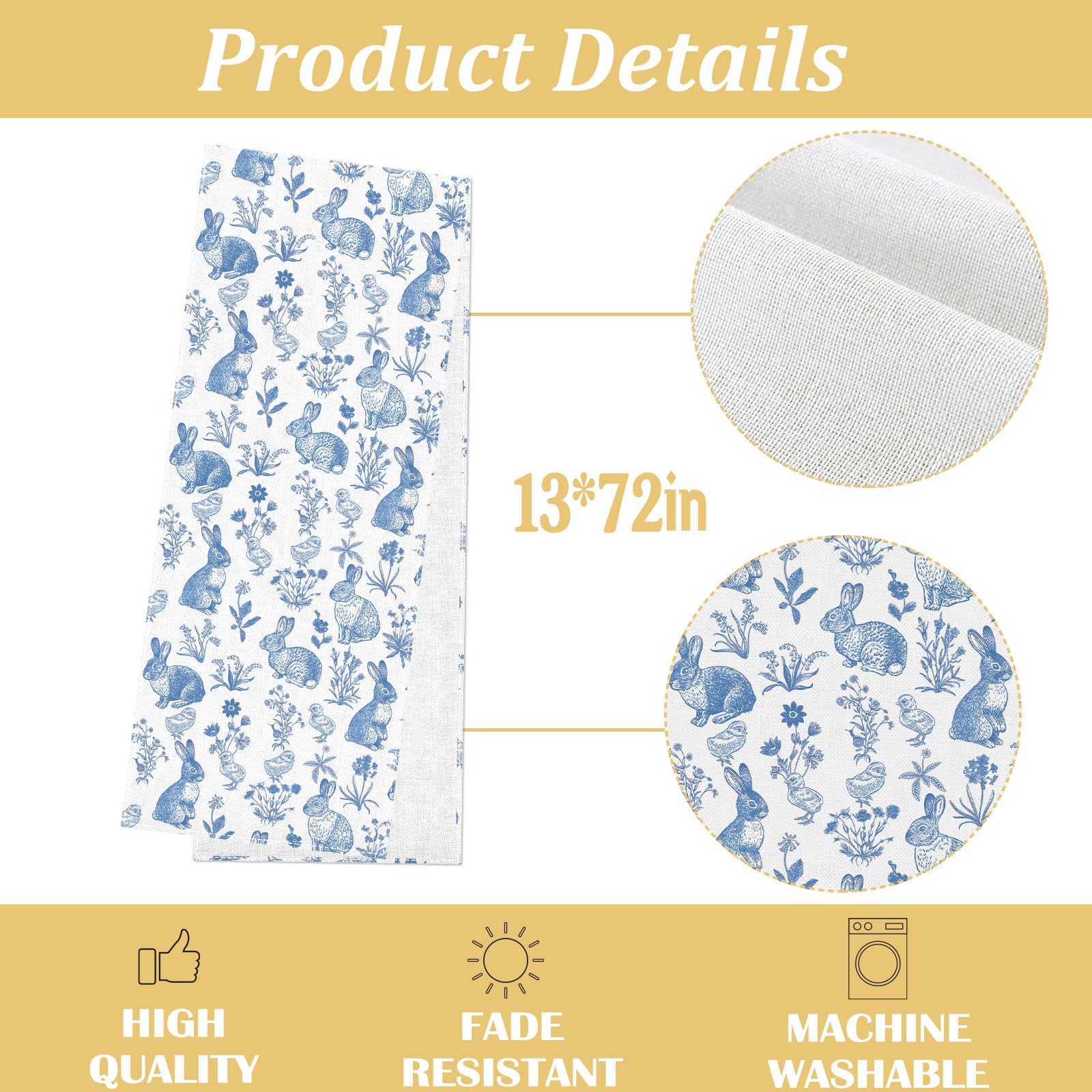 Polyester linen-like table runner sturdy reusable 13x72 inches