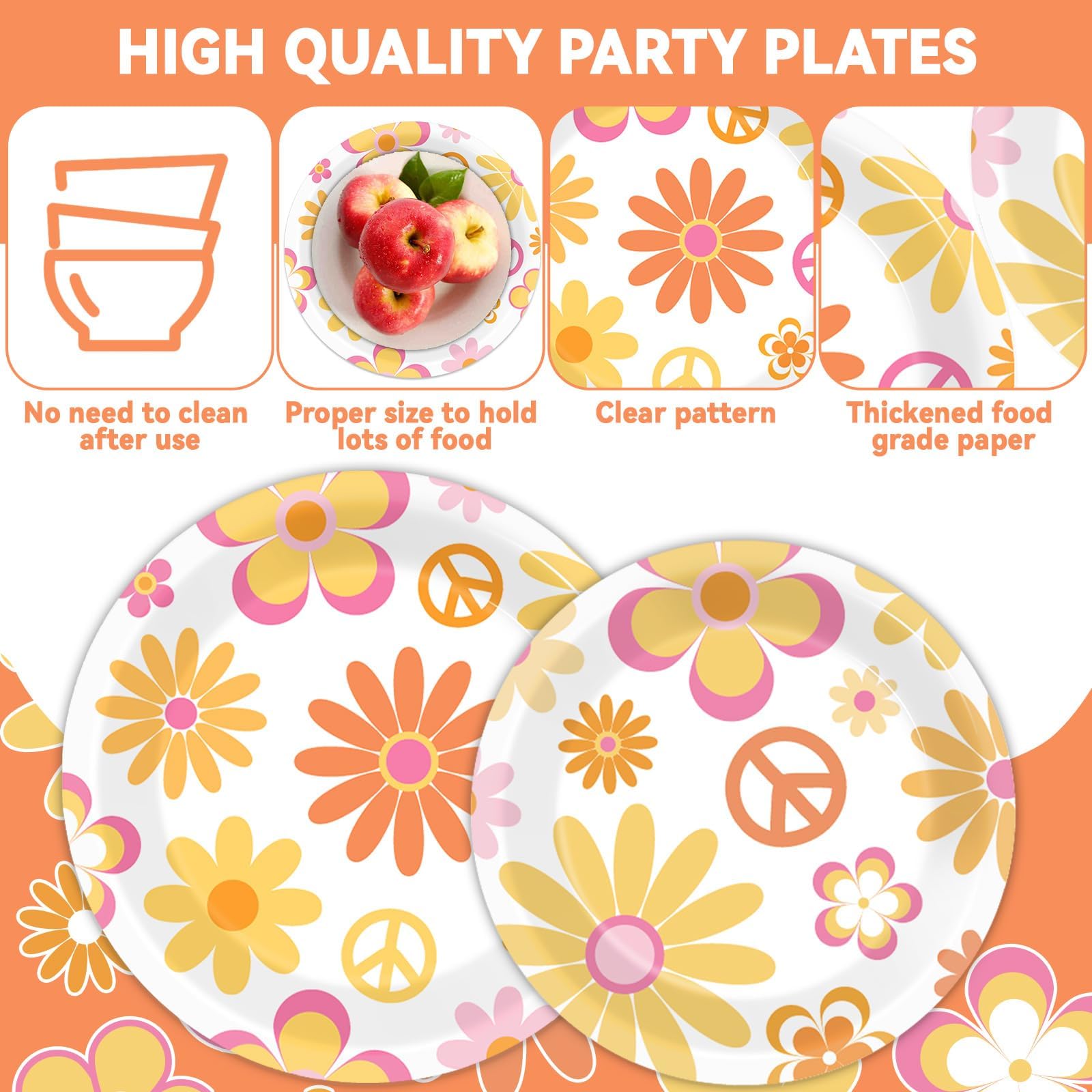 7 inch retro daisy plates matching the set