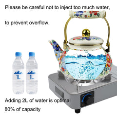 Blue flower with gold vintage pattern on enamel kettle