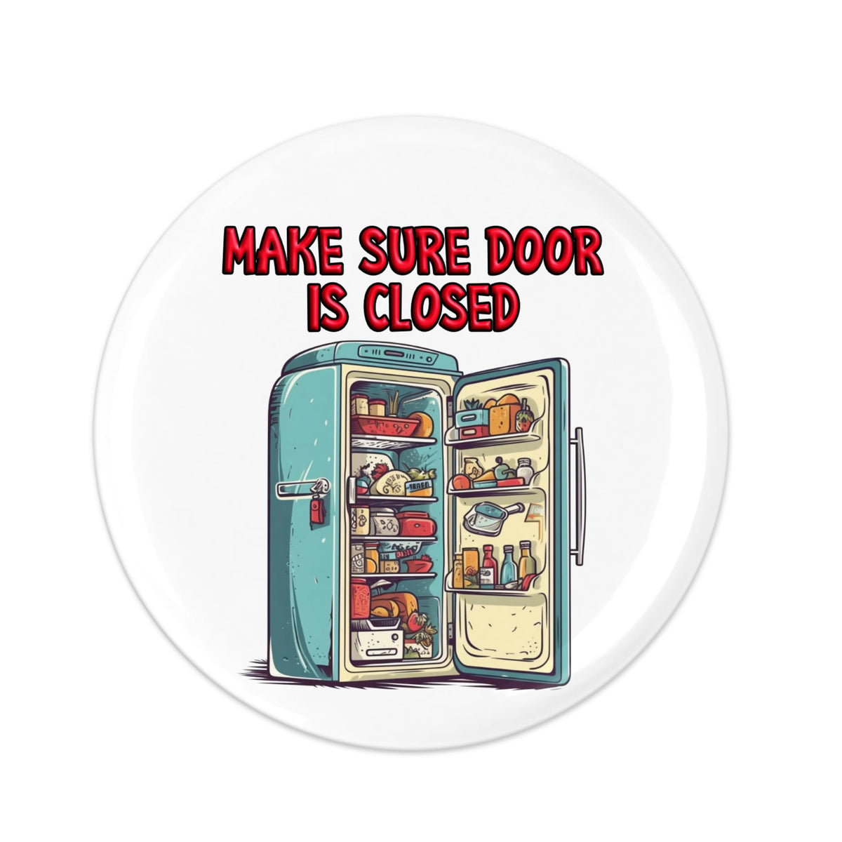 3.5 inch round Retro Fridge Design magnet with flat back