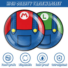 Retro video game style party supplies plates and napkins