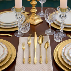 Retro palace design gold flatware in stainless steel finish