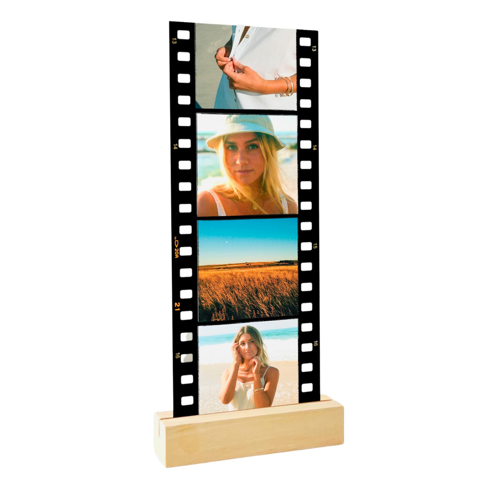 Front view of Retro Memory Film Photo Roll Plaque with Stand