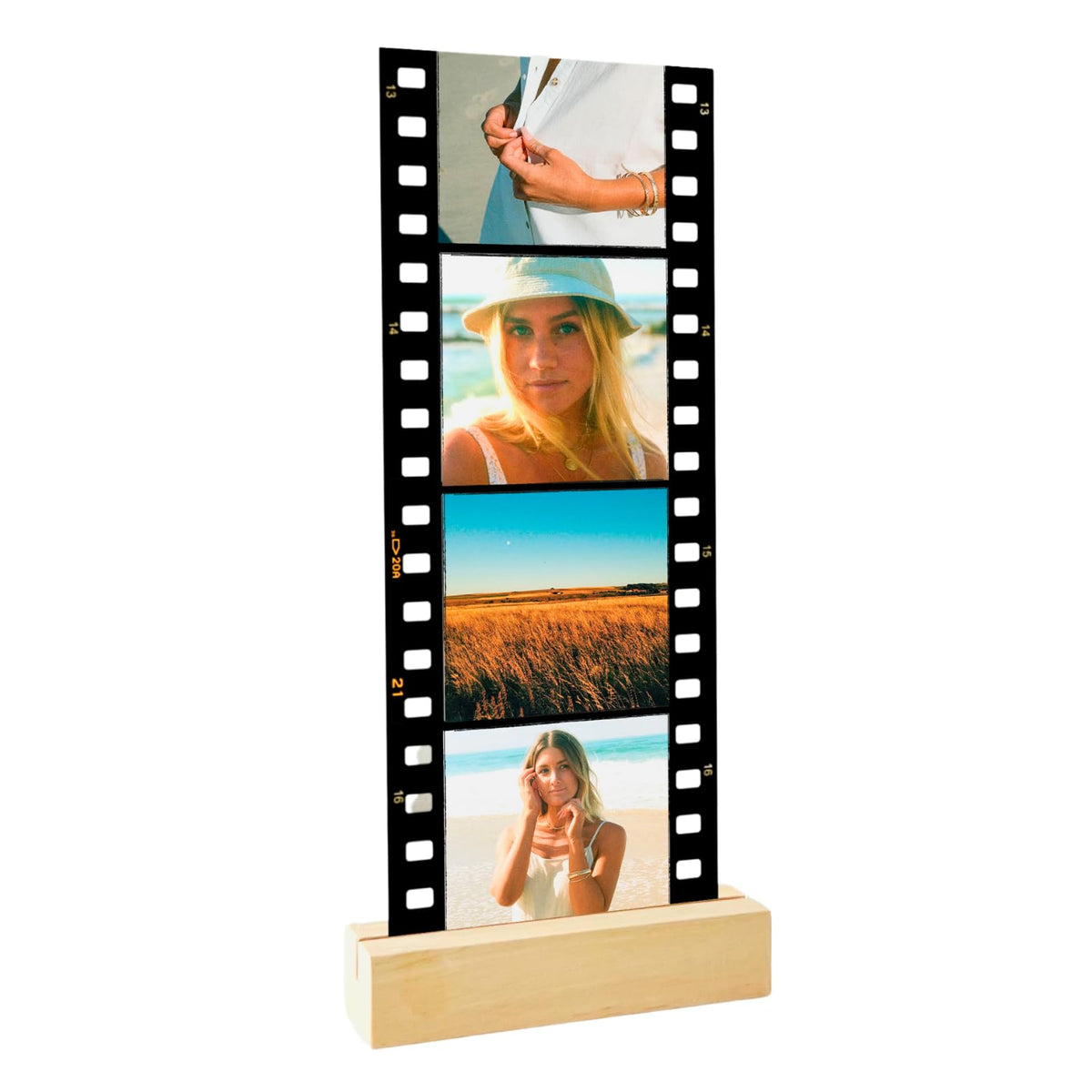 Front view of Retro Memory Film Photo Roll Plaque with Stand