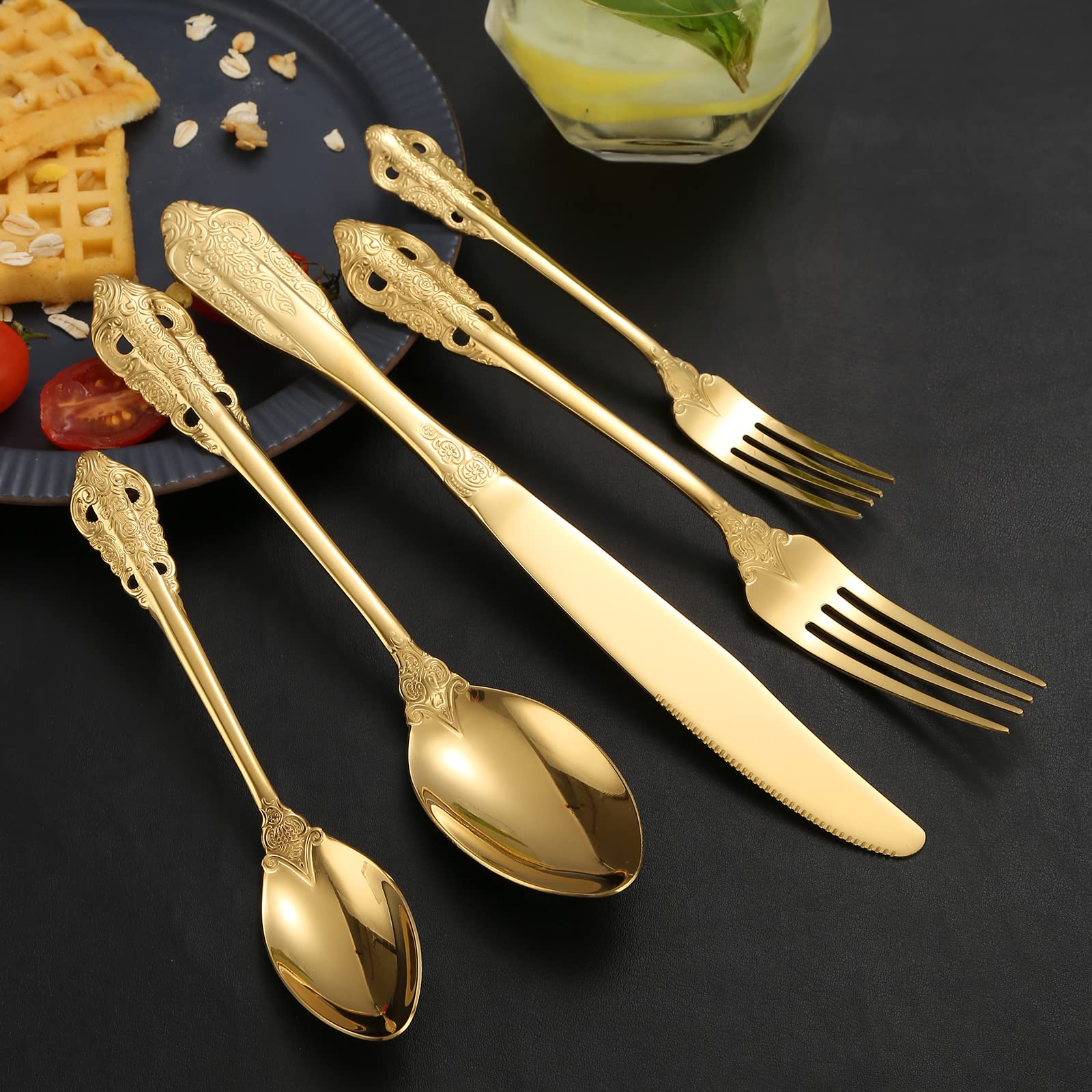 Elegant retro gold royal flatware for home or events