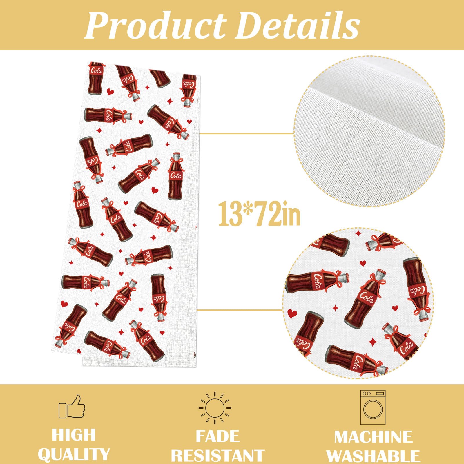 Polyester linen-like durable reusable table runner