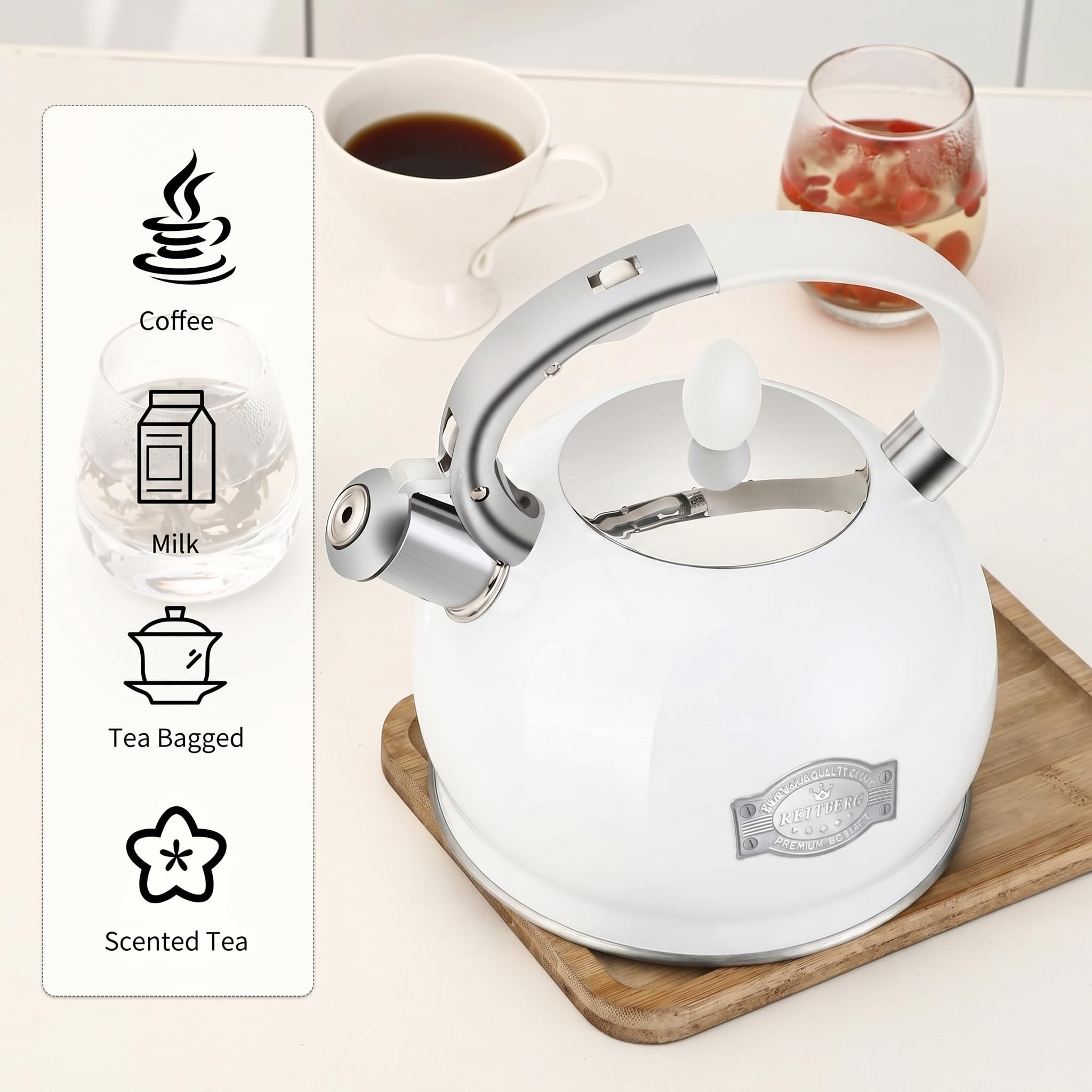 RETTBERG Induction Compatible Gas Electric Stove Kettle