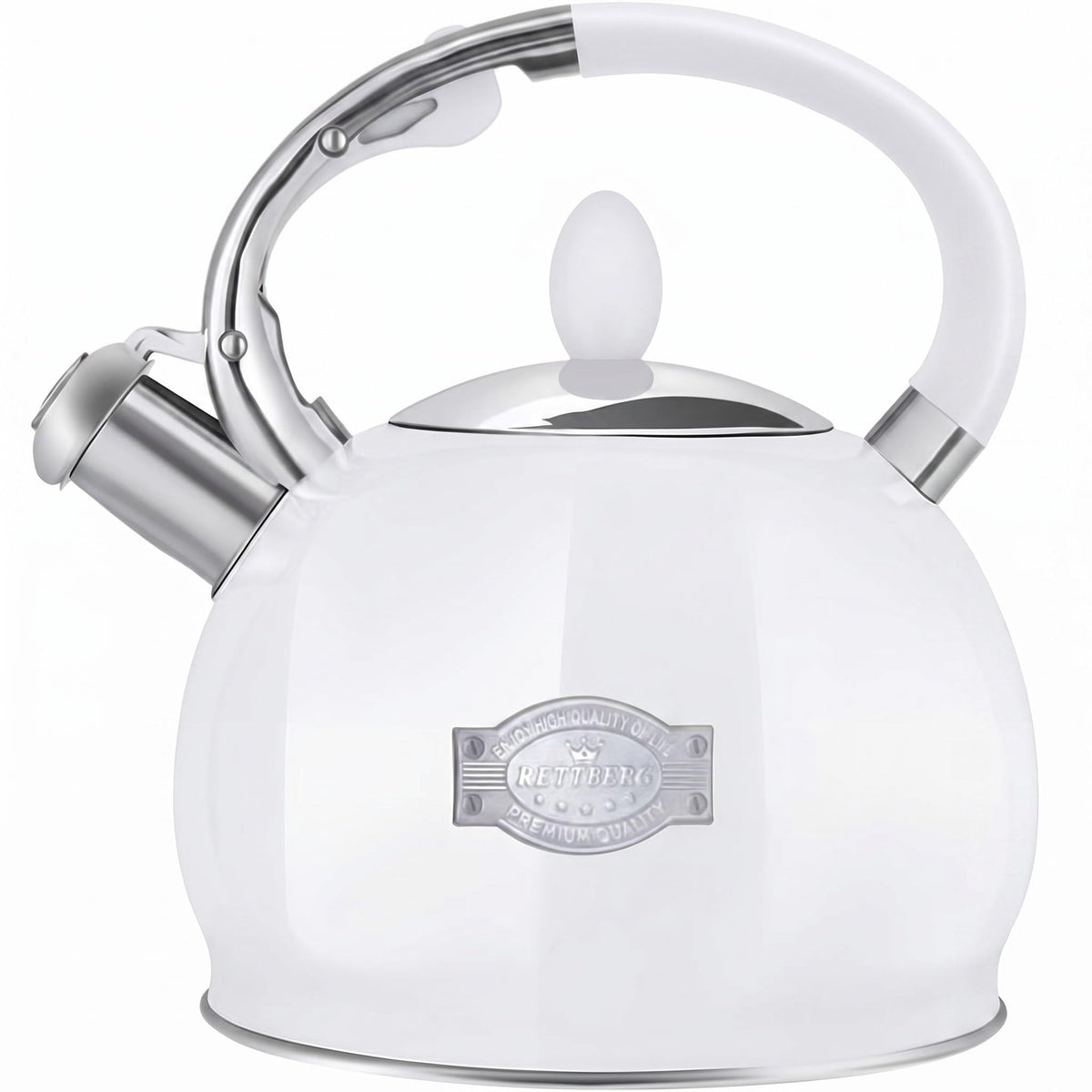 RETTBERG Tea Kettle Stovetop 2.64 Quart White