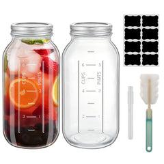 REUJIHXY 64 oz wide mouth mason jar pair with lids