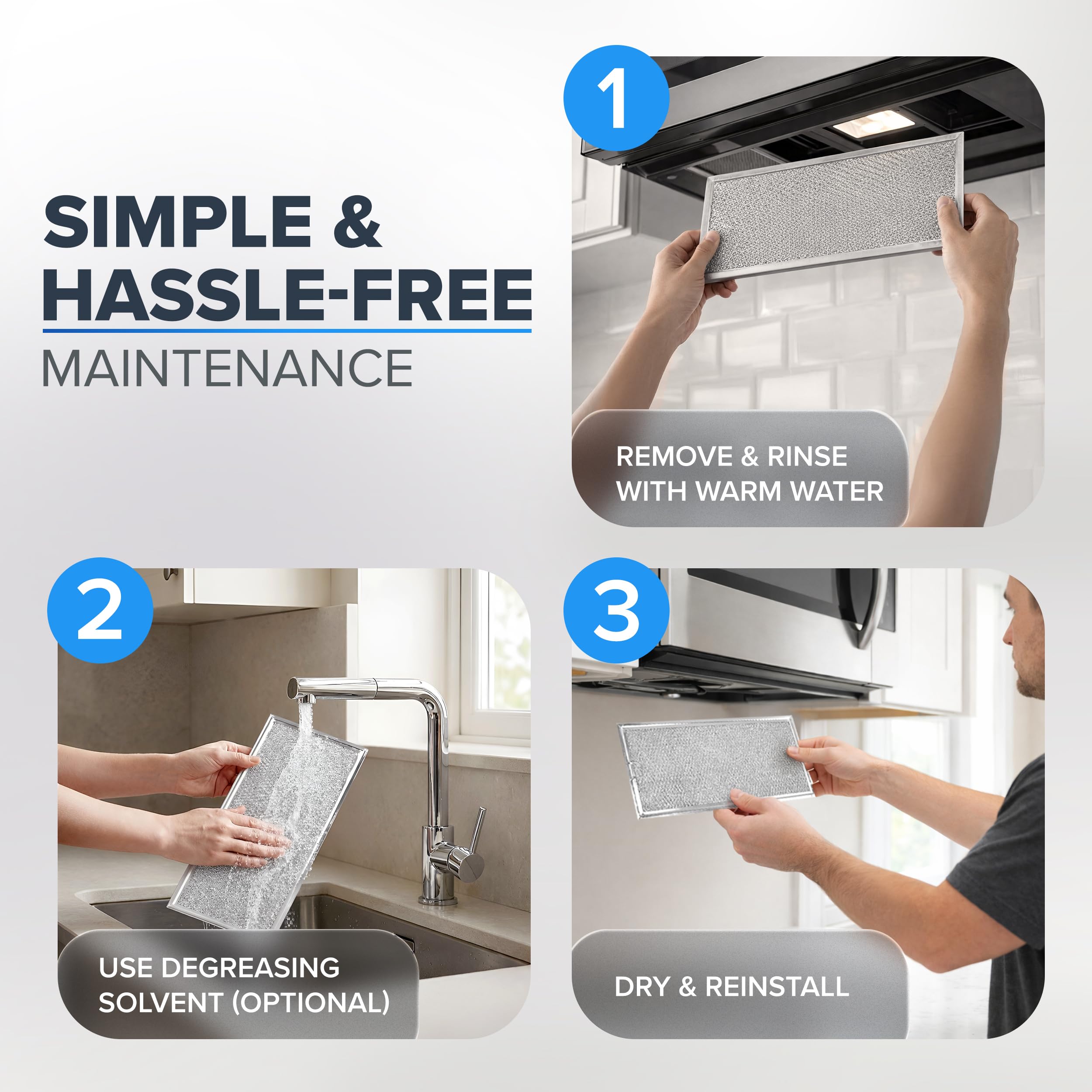 Grease filter reduces odors for microwave use
