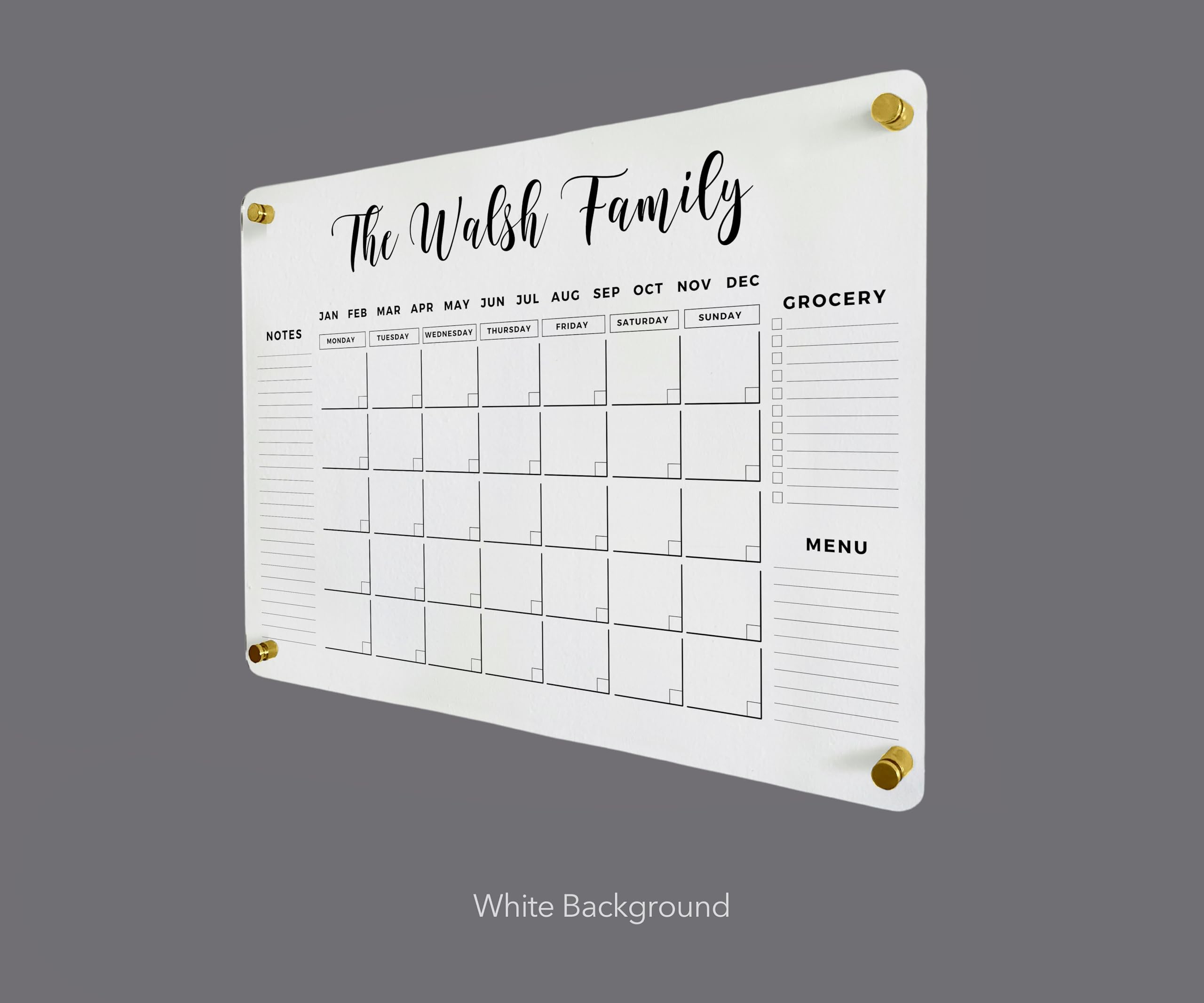 Customizable title and side sections on calendar