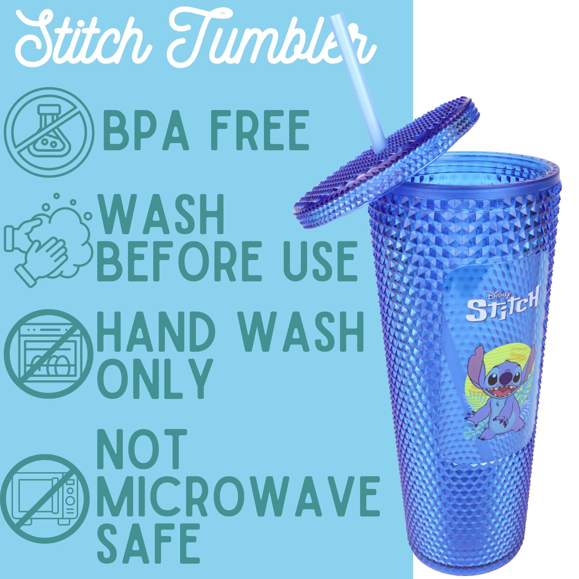Durable reusable cup with Stitch design for travel