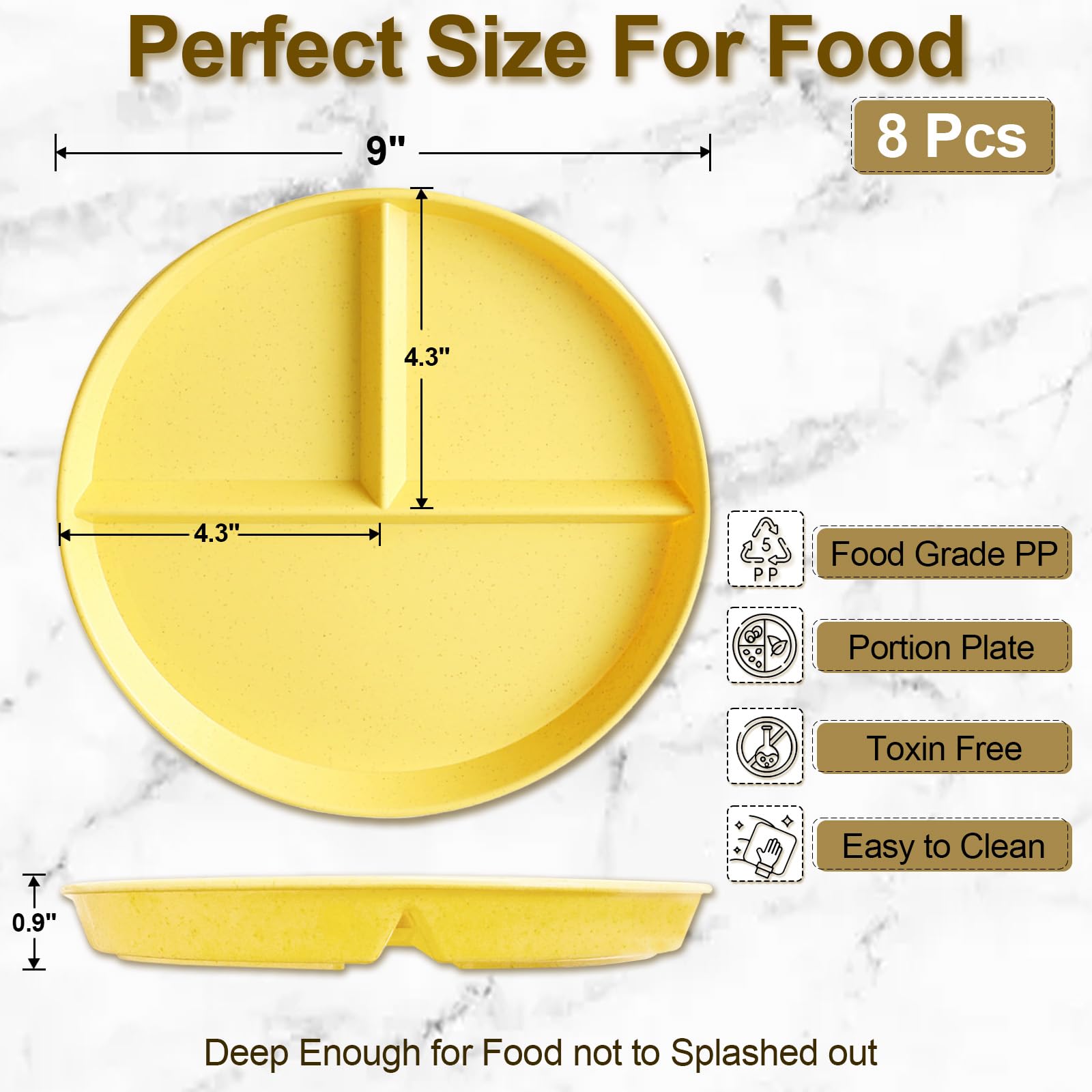Dishwasher safe 9 inch divided plate