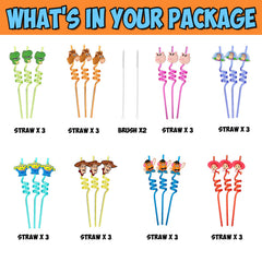 Reusable plastic straws 24pcs for kids parties