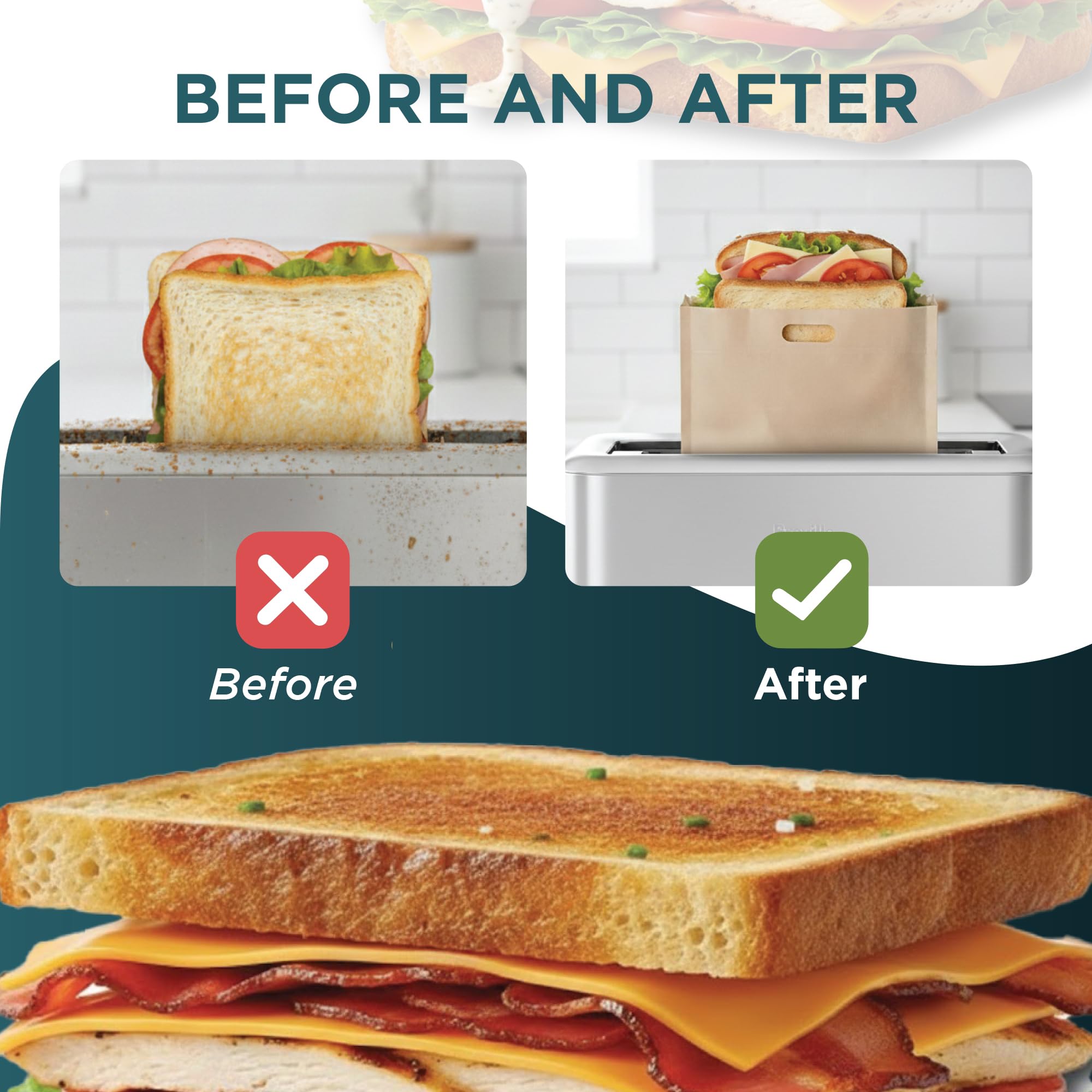 Reusable sandwich bags for toaster cooking