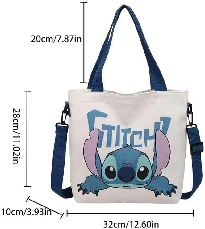 Reusable shoulder bag with cartoon stitch print