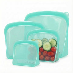 4pc set reusable silicone food storage bags including 300ml 600ml 1200ml 2000ml