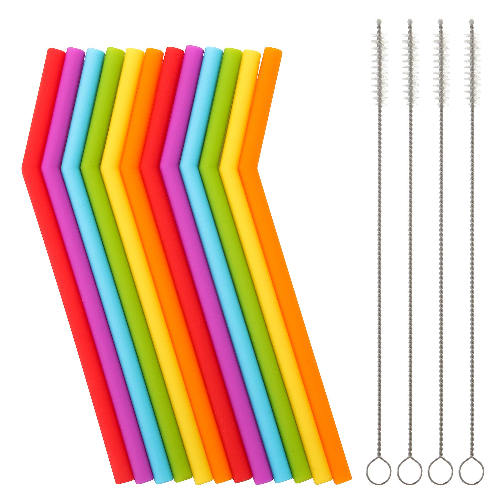 12 pack reusable silicone straws for kids