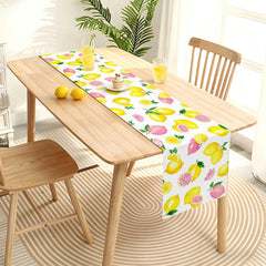 Reusable pink lemon party table runner no fading