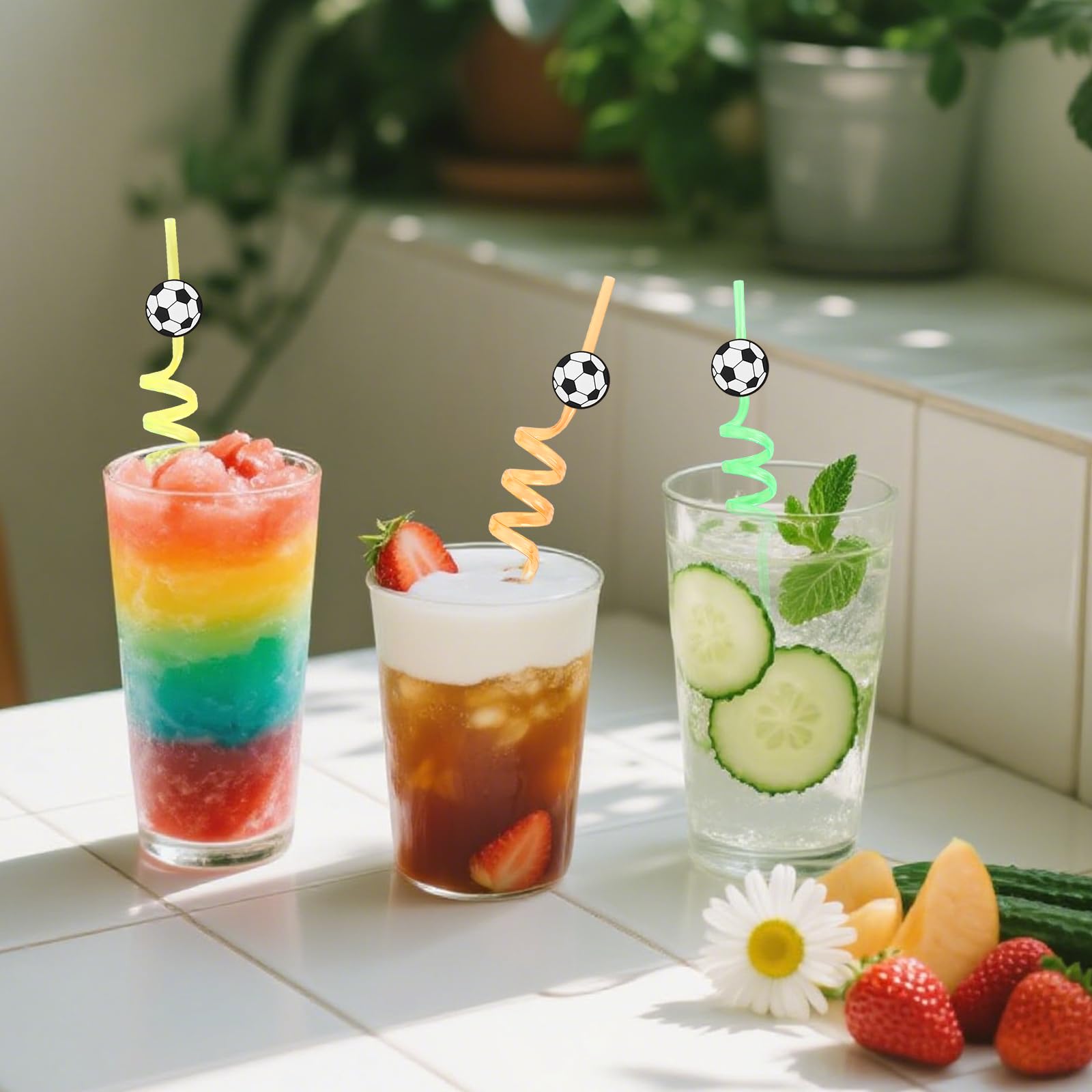 reusable theme straws bulk for soccer parties
