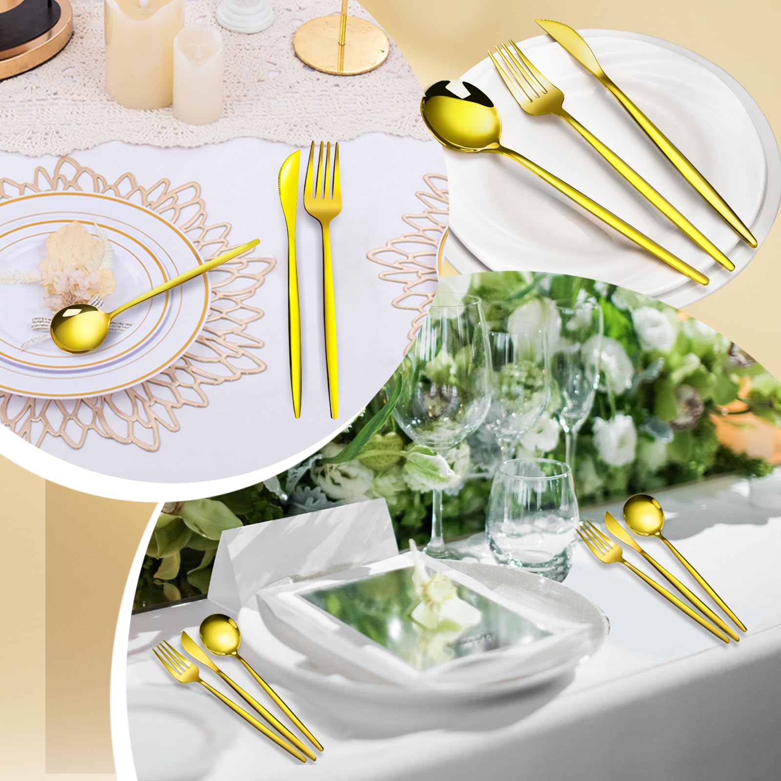 Reusable gold flatware for kitchen and restaurant