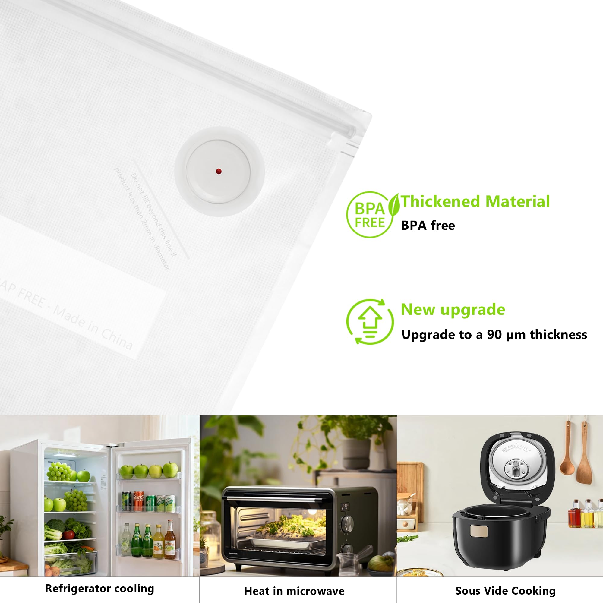 reusable BPA-free vacuum sealer bag set for food