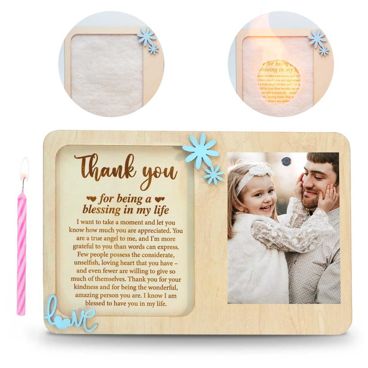Reveal message appears when candle is lit in frame
