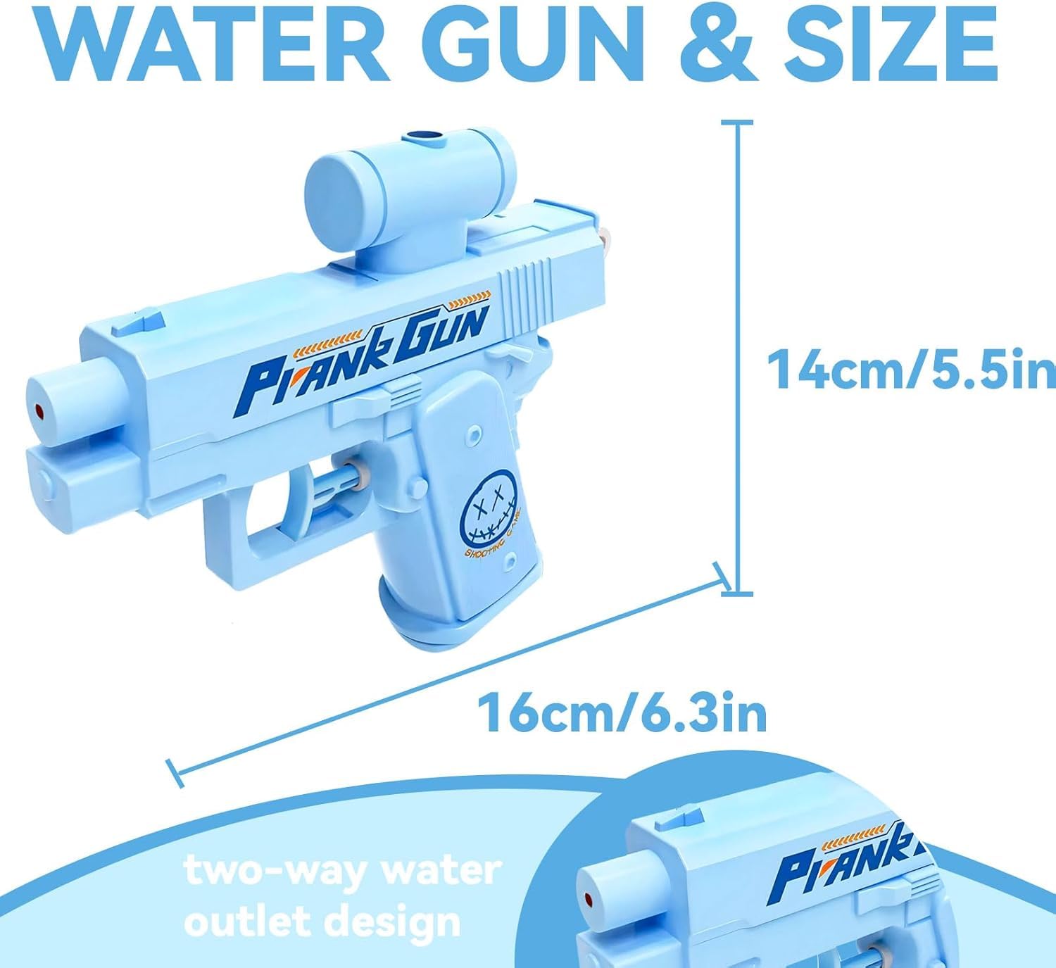 ABS plastic prank water gun durability close up
