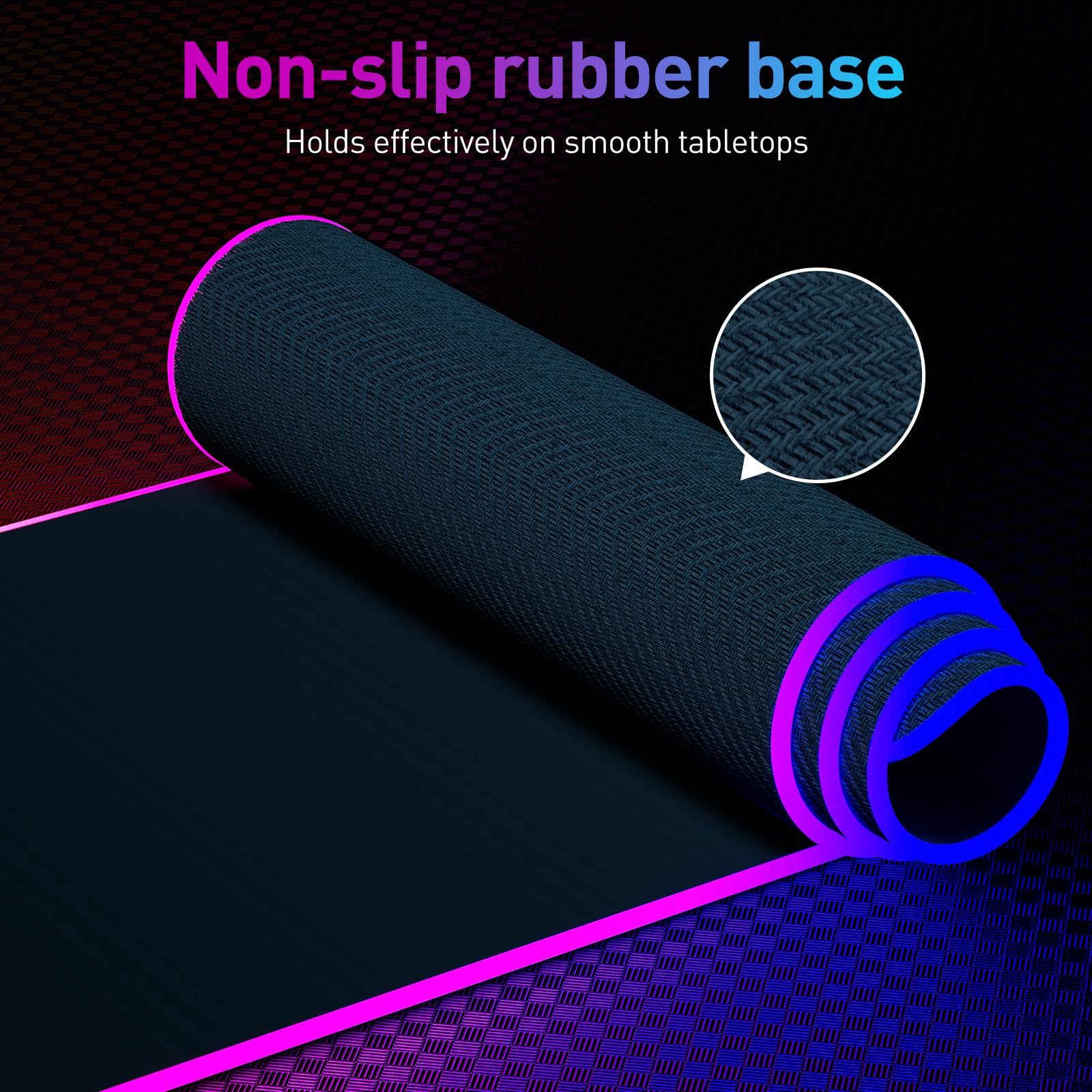Non-slip rubber base for stable desk placement