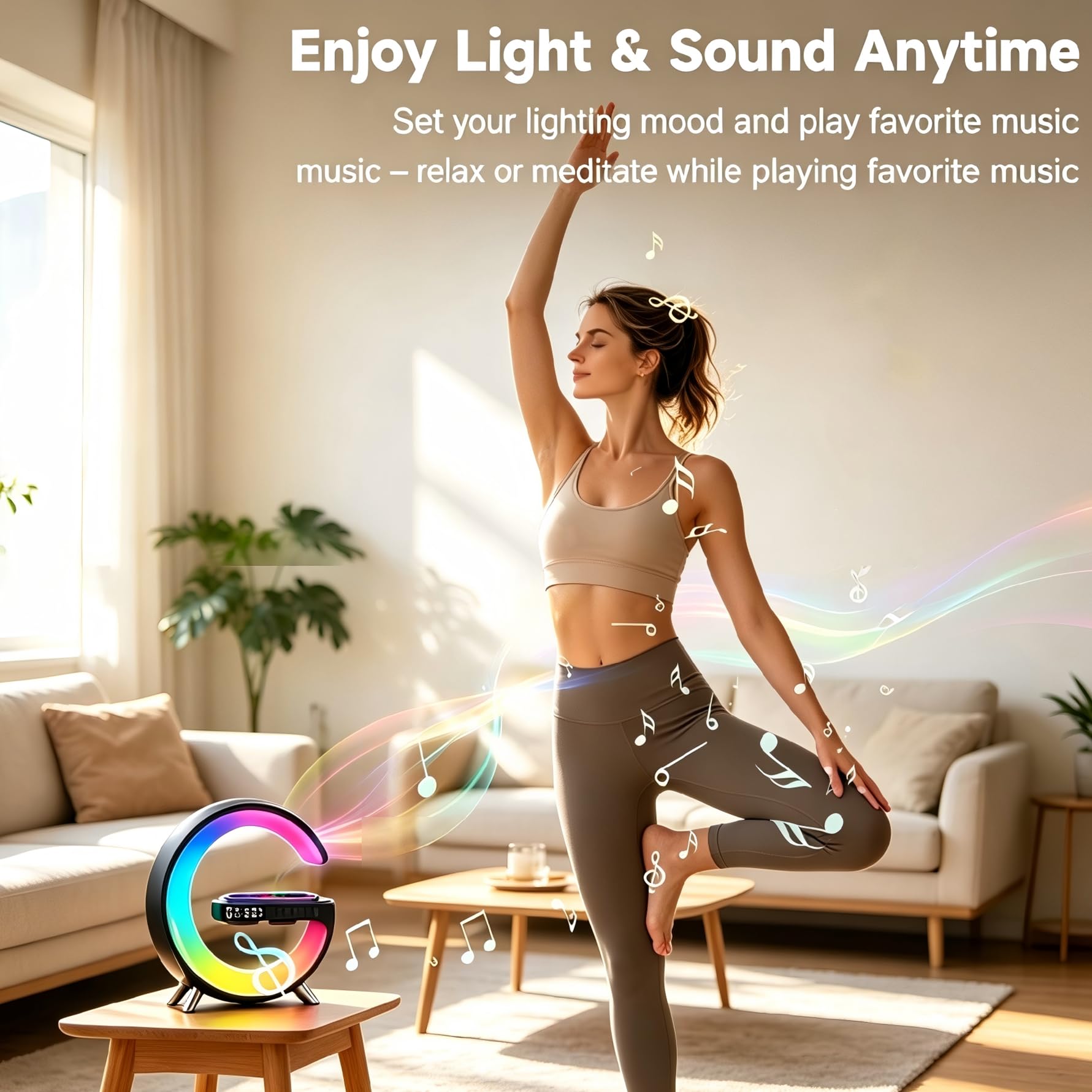 RGFF digital alarm clock display on lamp with adjustable brightness