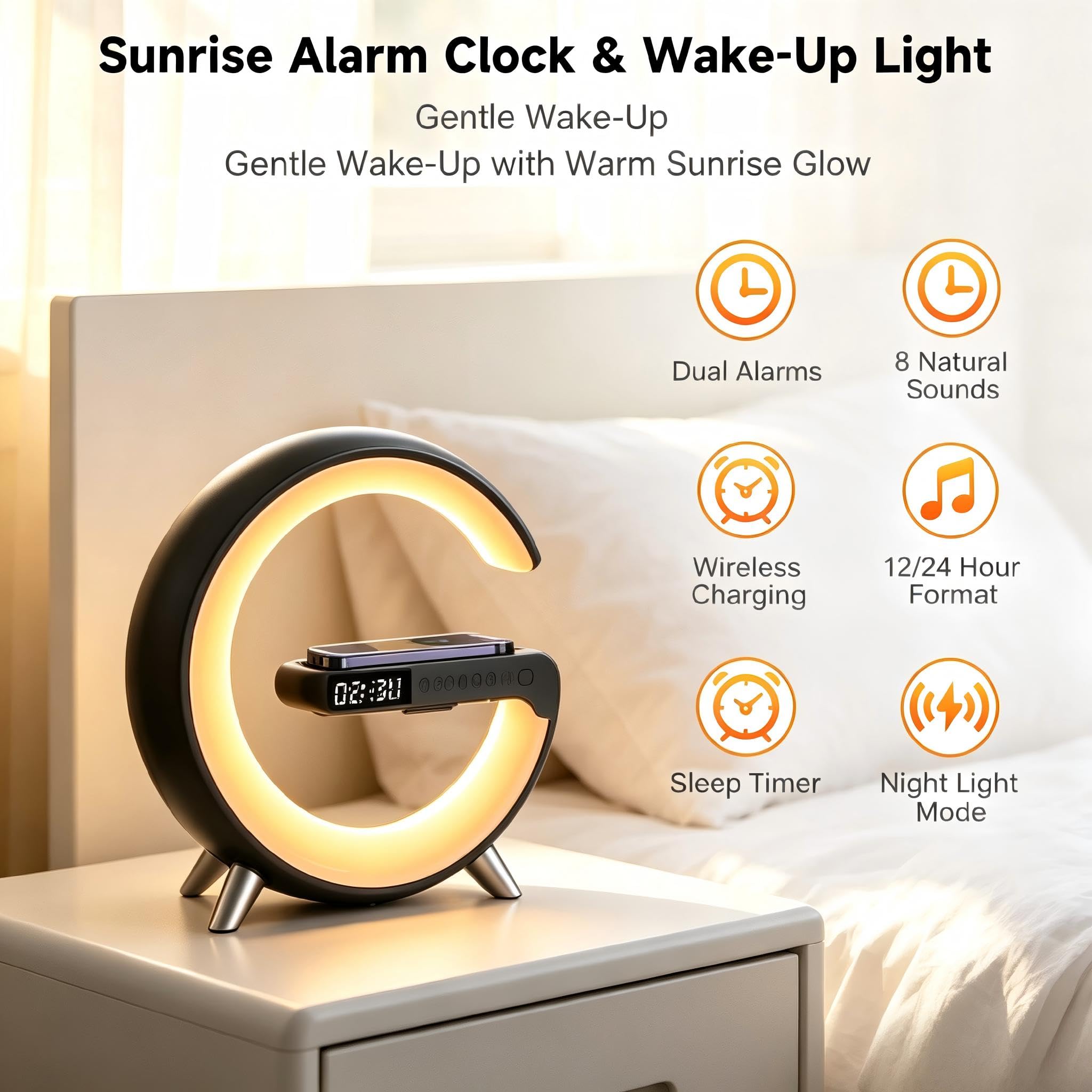RGFF built-in wireless charging area on lamp surface